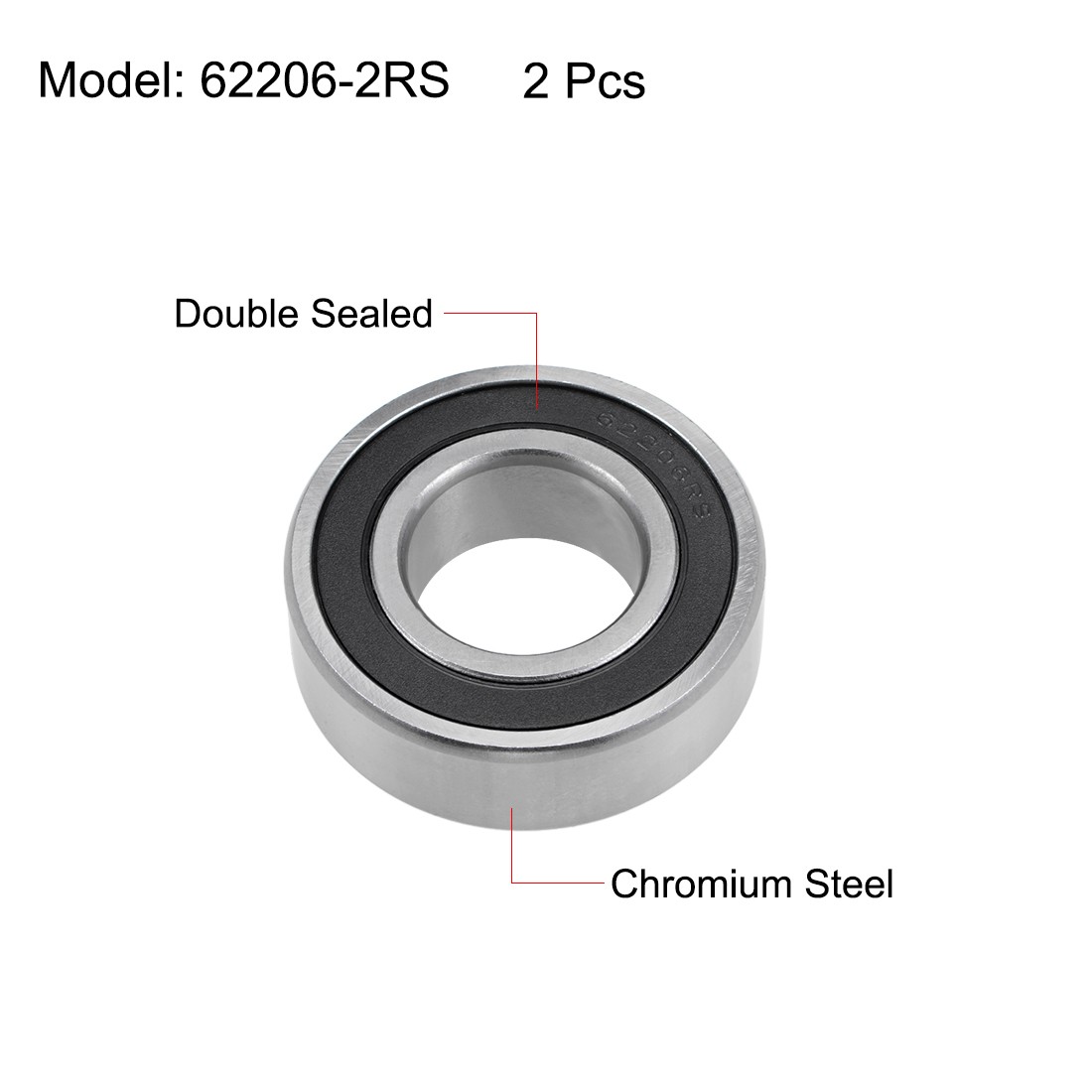 62206-2RS Deep Groove Ball Bearings 30mmx62mmx20mm Z2 ABEC1 2pcs