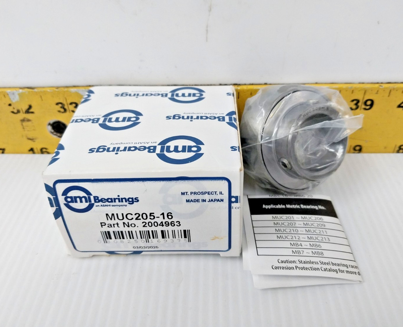 ami Bearings Stainless Steel Set Screw Locking Bearing 1″ Bore MUC205-16