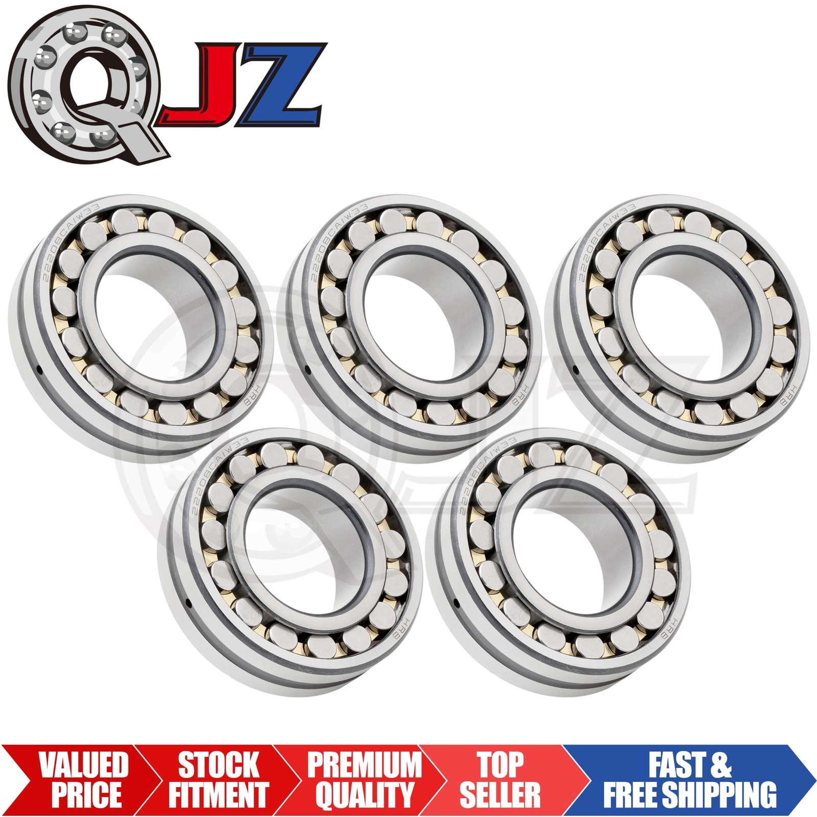 [Qty.5] New 22208CAW33 Spherical Roller Bearing [40mm Bore x 80mm OD x 23mm W]
