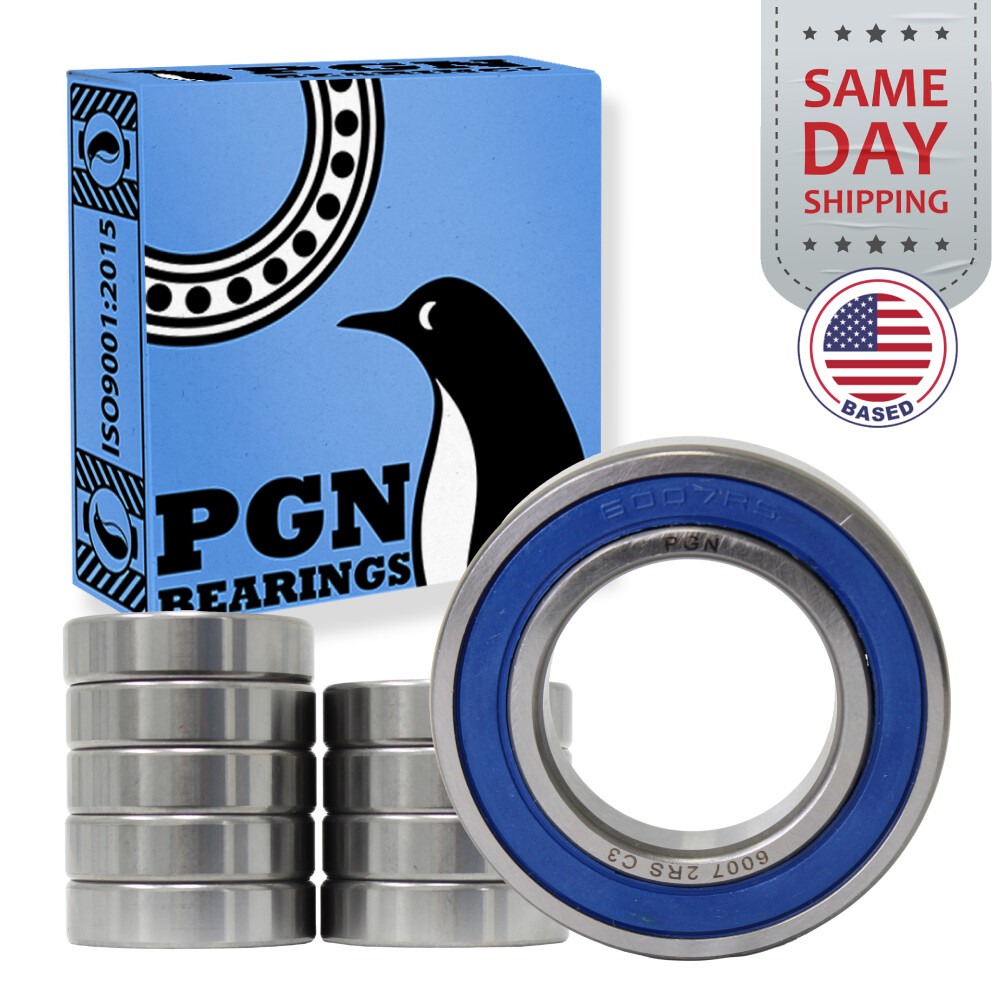 (10) 6007-2RS Premium Rubber Seal Ball Bearing C3 EMQ, 35x62x14, 6007 2RS 6007rs