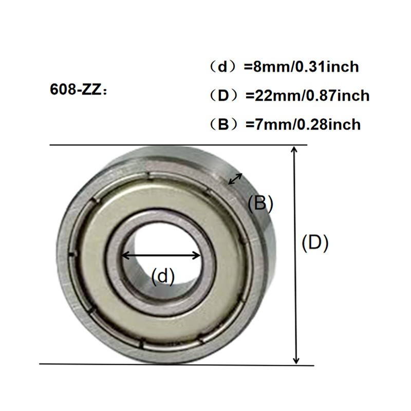 10 Pack 608-ZZ Bearings 8x22x7mm Rubber Sealed Skateboard Scooter Wheel Parts