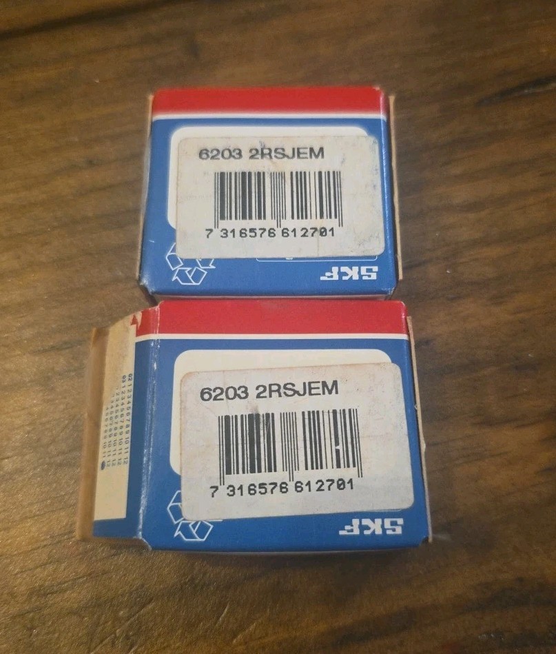 SKF 6203-2RSJEM Ball Bearing 17mm ID 40mm OD 12mm Width Shielded (Pack Of 2)
