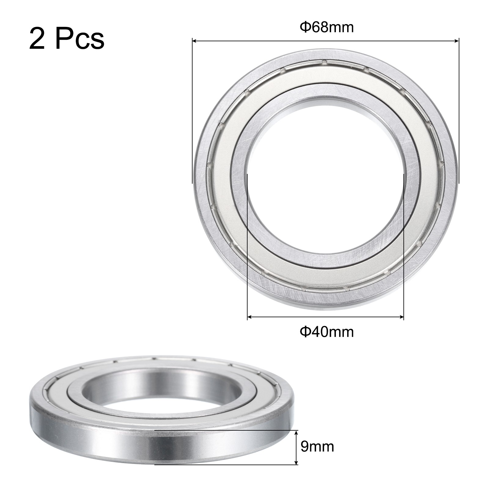 16008-2Z Deep Groove Ball Bearings,40x68x9mm Metal Cover 2 PCS