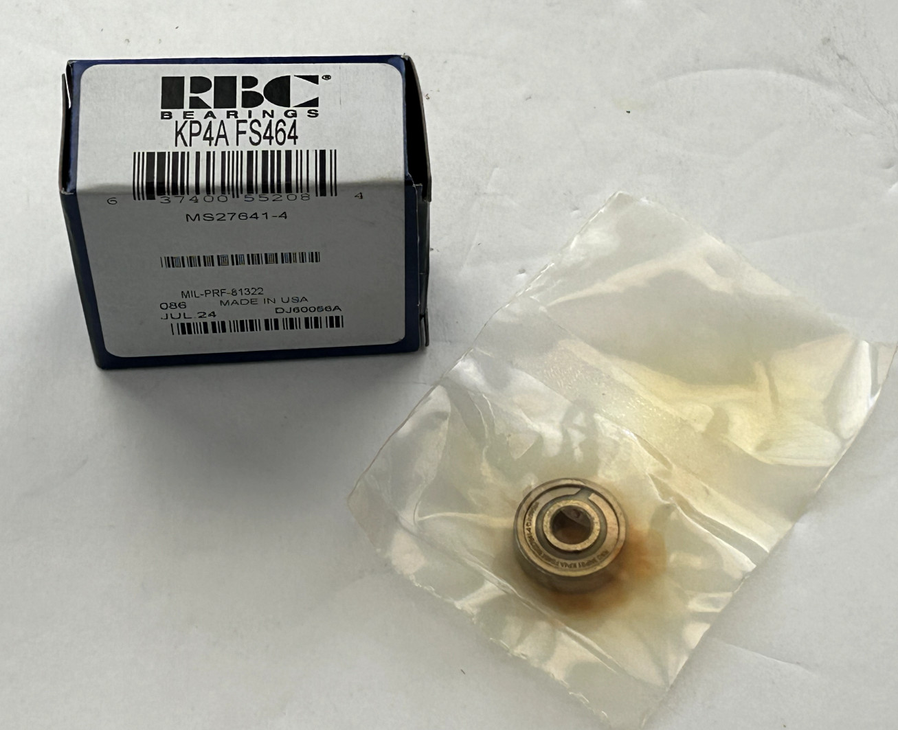 (02) RBC KP4A-FS464/ KP4AFS464 Airframe C. Ball Bearing, 0.2500″ ID, 0.7500″ OD