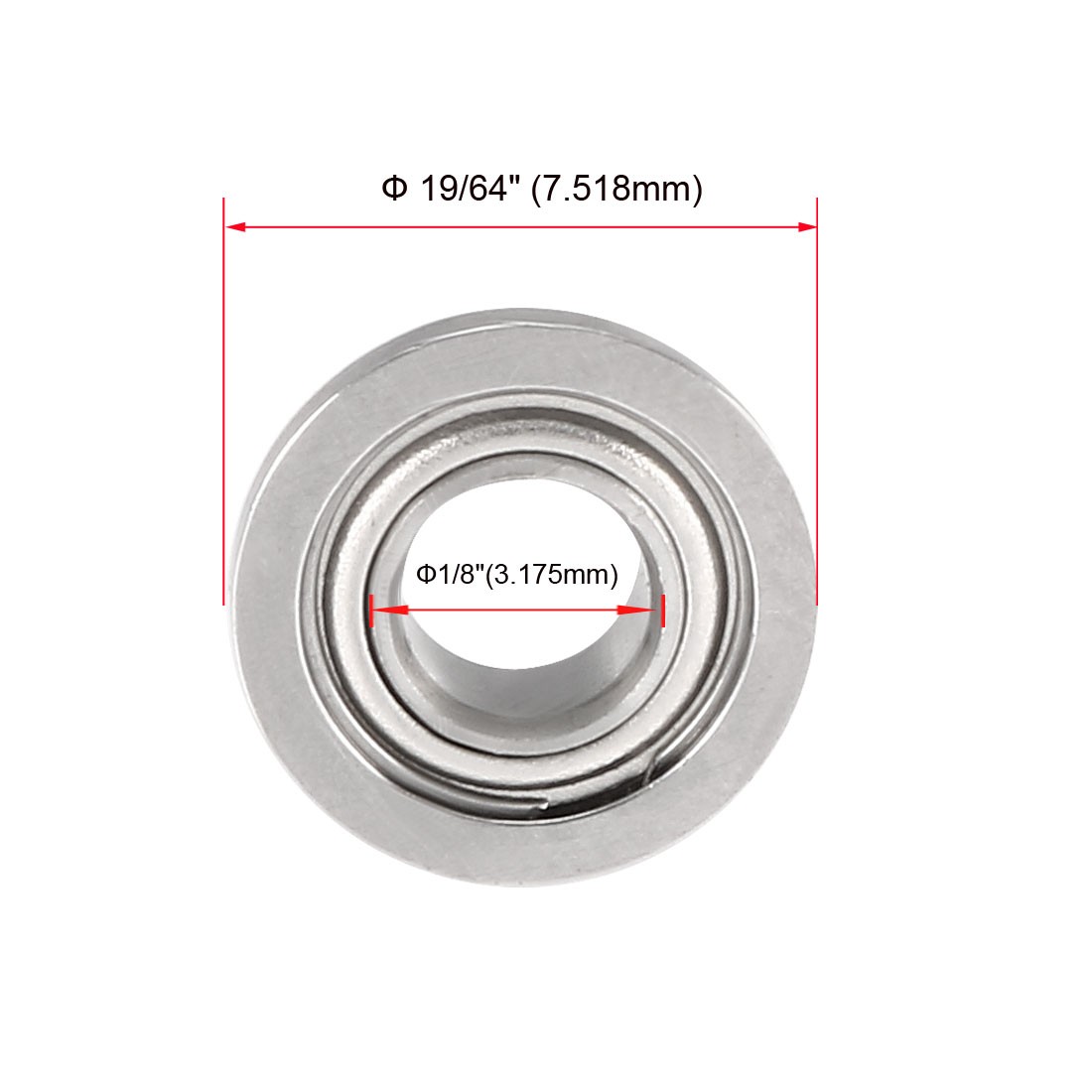 FR144ZZ Flange Ball 1/8″ x 1/4″ x 7/64″ Double Shielded GCr15 Bearings 5pcs