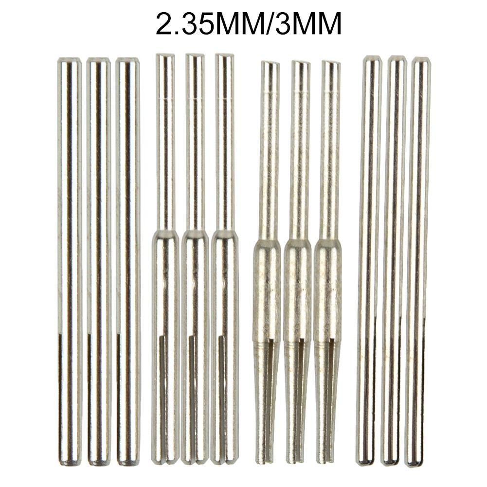 12x 2.35/3.0mm Sandpaper Abrasive Straight Split Mandrels Clip Type Rotary Tool