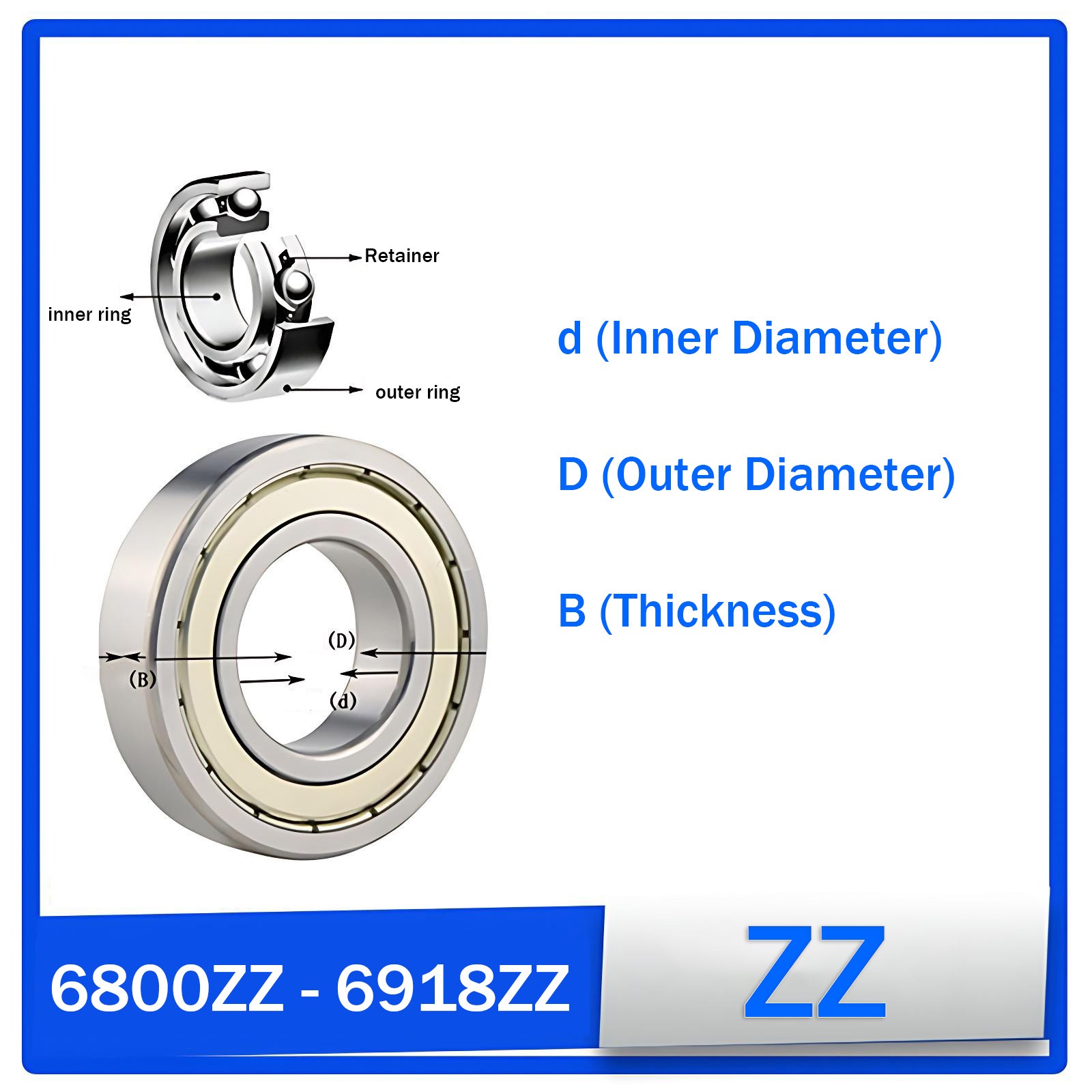 Thin-Wall Deep Groove Ball Bearing 6821RS -6932RS / 6800ZZ -6918ZZ Bearing steel