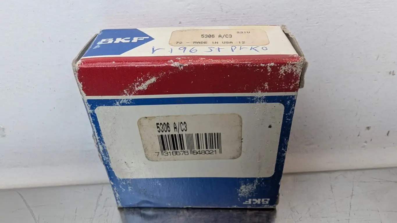 SKF 5306 A/C3 Double Row Angular Contact Bearing 30mm 72mm 1.1875″ 30
