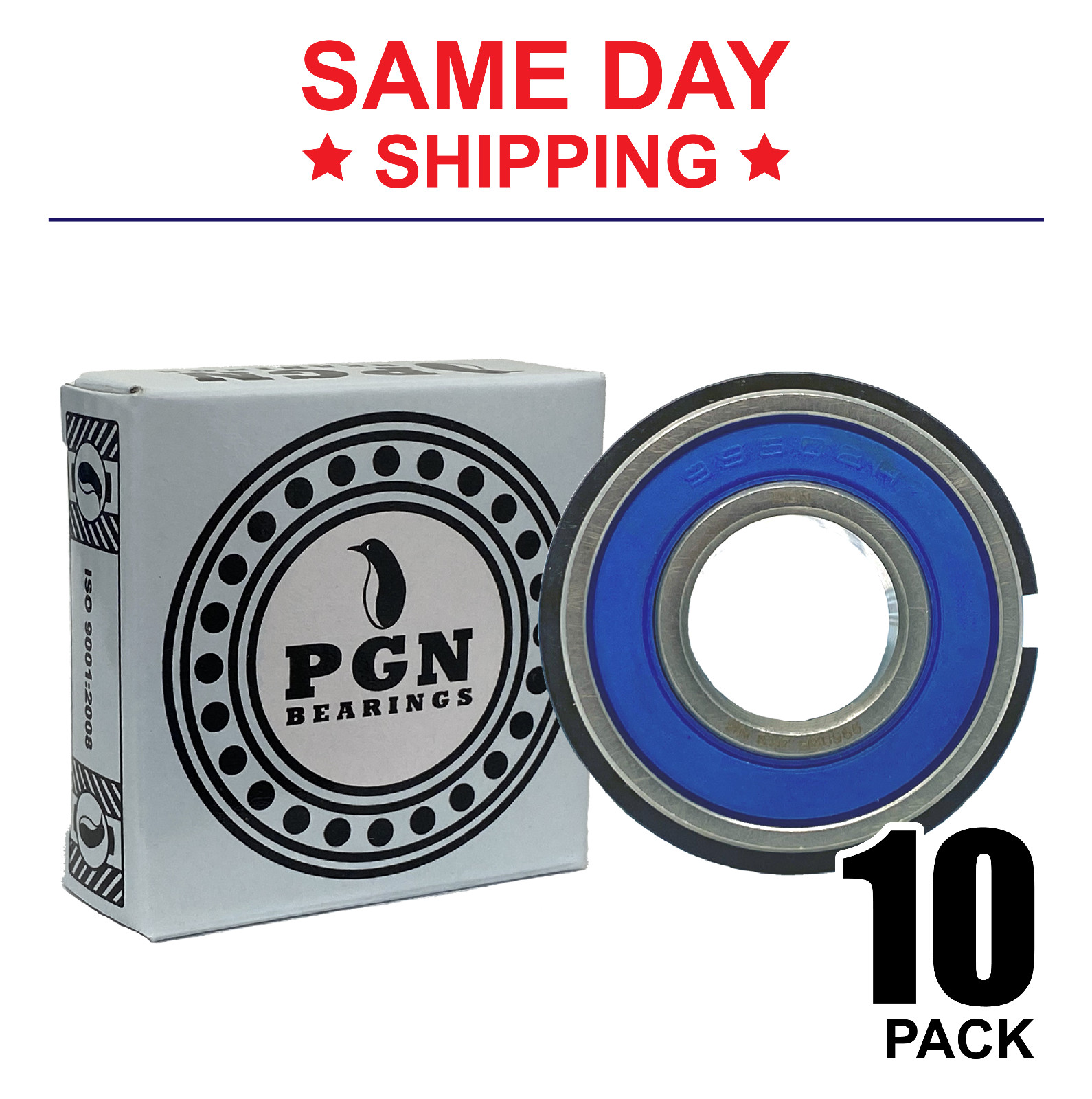(10) 99502H NR Snap Ring Go Kart Sealed Bearing, 5/8″x1-3/8″x.433″ 499502H