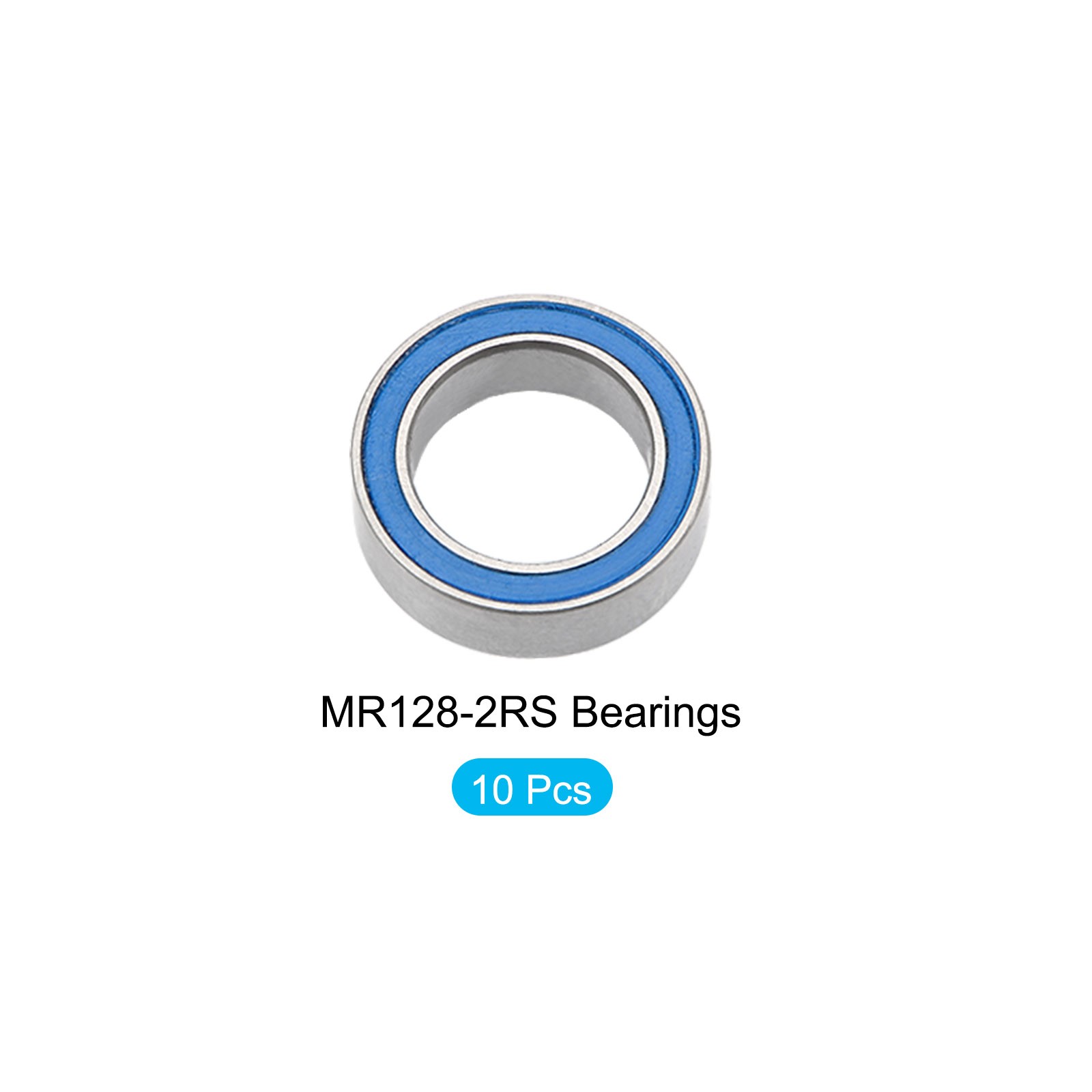 Bearings (MR128-2RS, 8mmx12mmx3.5mm) 10Pcs, Chromium Steel Sealed, Blue
