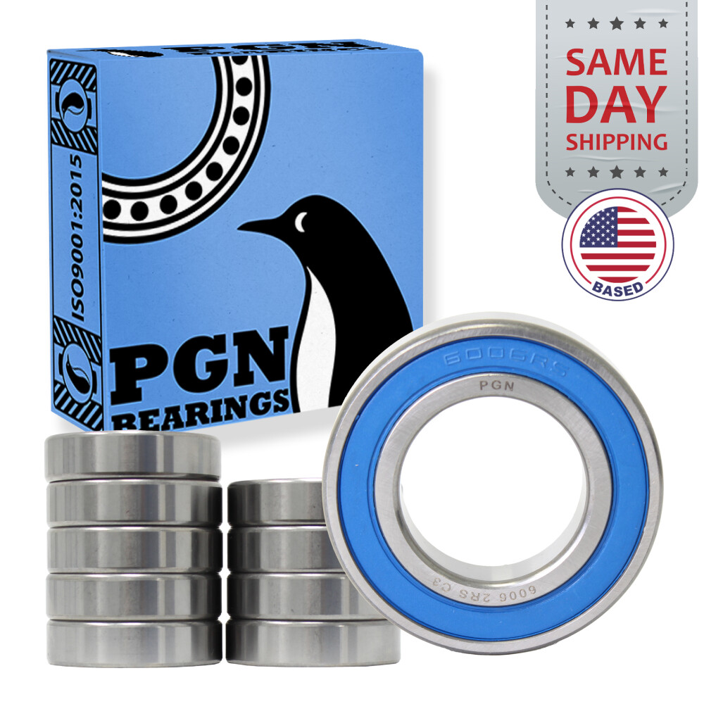 (10) 6006-2RS Premium Rubber Seal Ball Bearing C3 EMQ, 30x55x13, 6006 2RS 6006rs