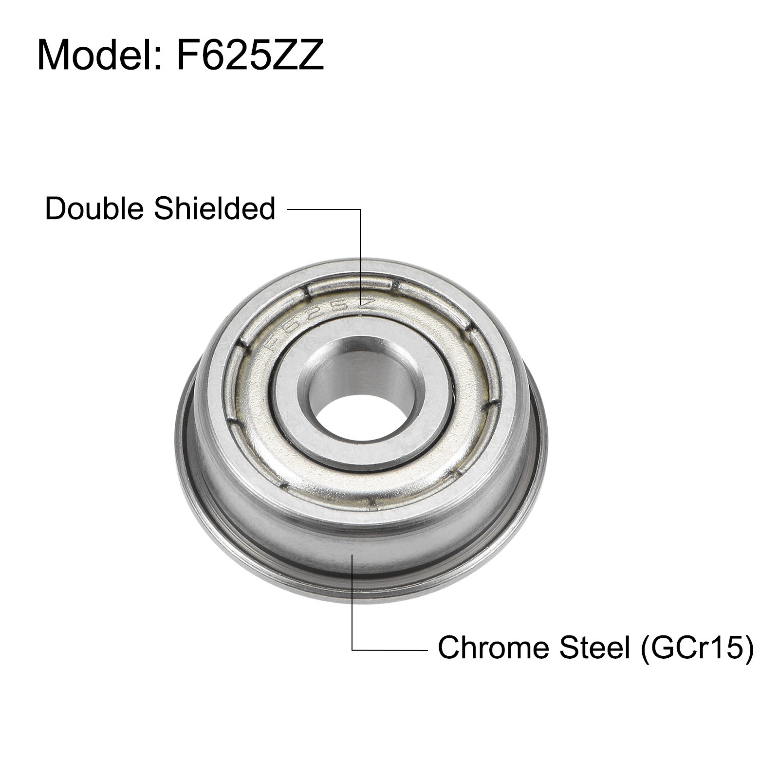 20pcs F625ZZ Flanged Ball Bearing 5x16x5mm Shielded Chrome Steel Flange Bearings