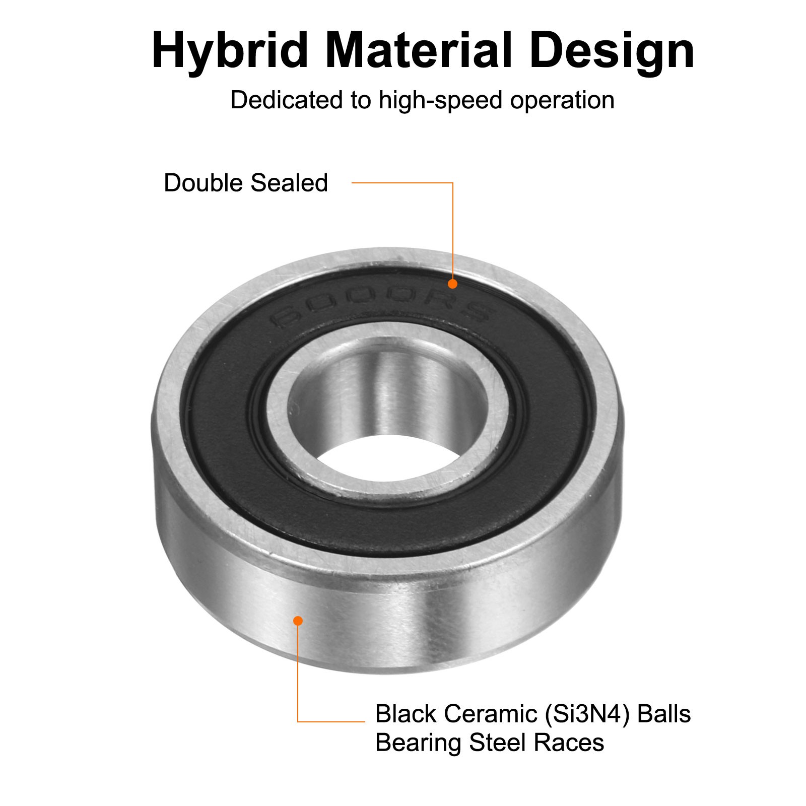 6000-2RS Hybrid Ceramic Deep Groove Ball Bearings 10x26x8mm(ABEC5)