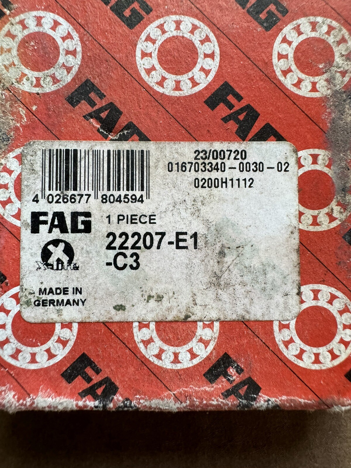 22207E1C3 FAG New Spherical Roller Bearing