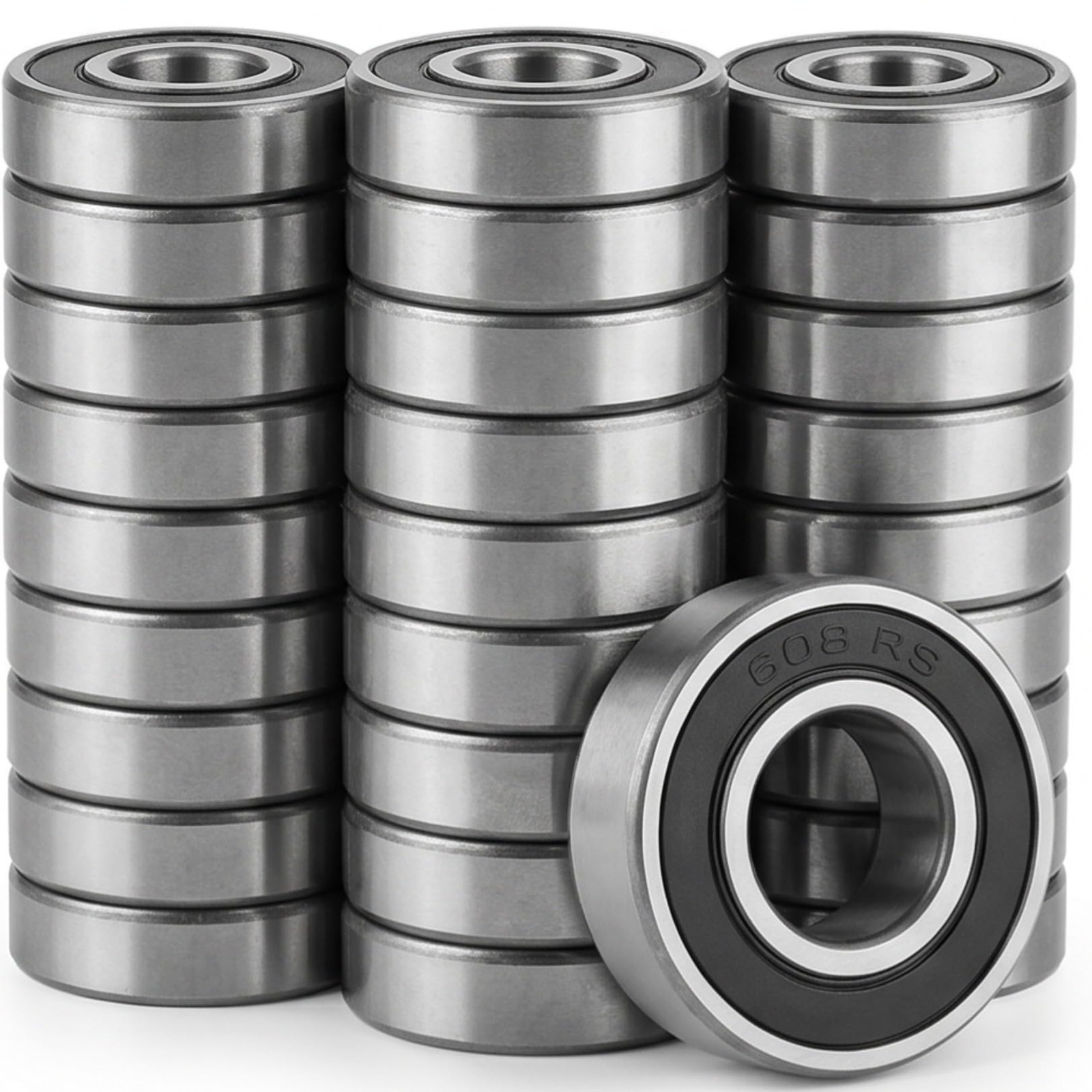 20 Pcs 608 2RS Steel Sealed Deep Groove Ball Bearings