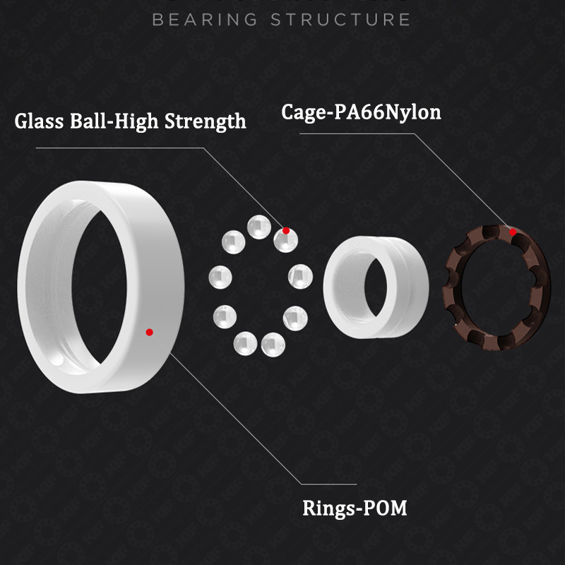 Pom Plastic Bearing 2RS Deep Groove Ball Bearings Roller Bearings I.D:8mm-40mm