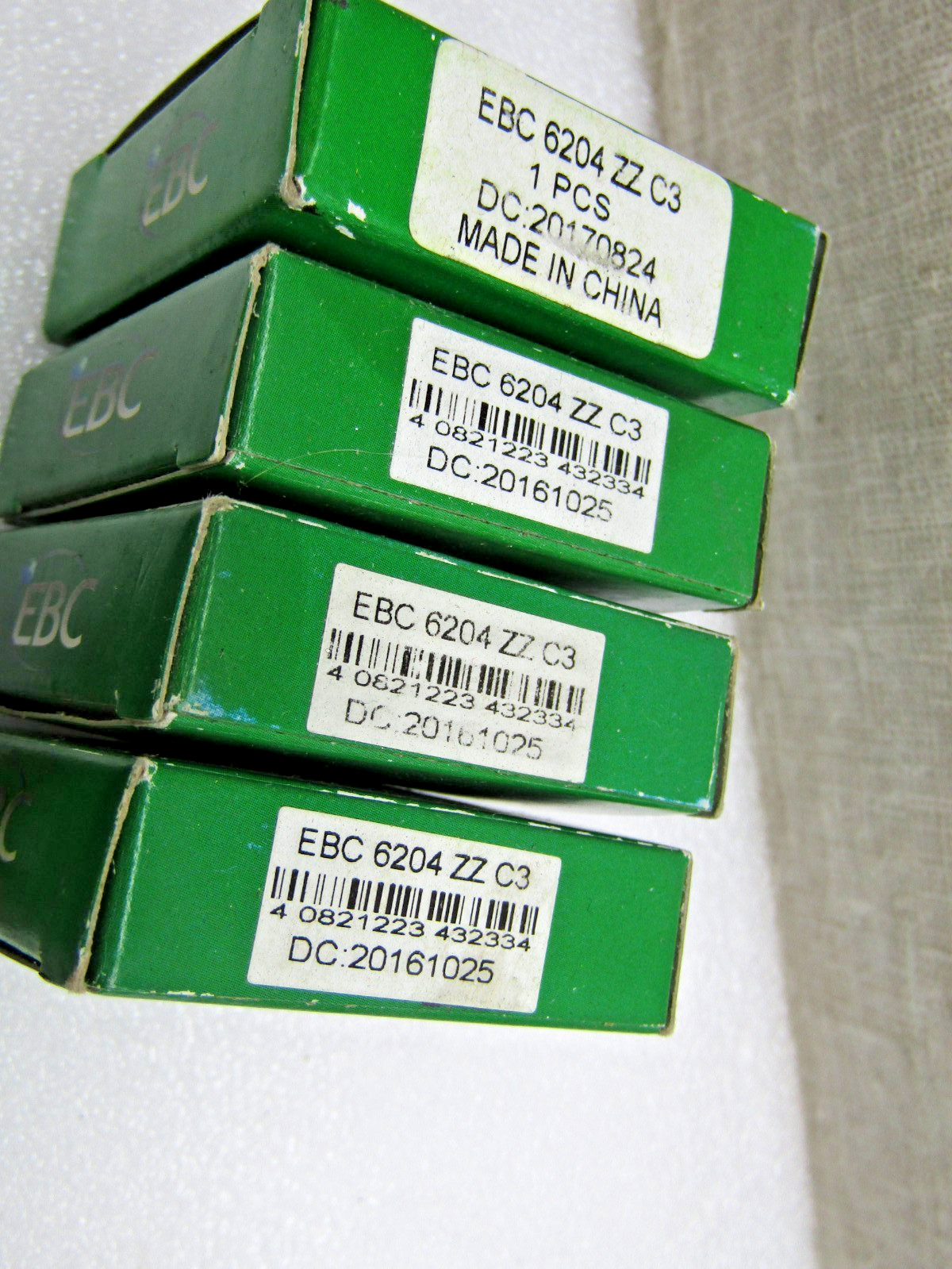 (Lot of 5) EBC 6204-ZZ C3 20mm x 47mm x 14mm Metal Shielded Bearing