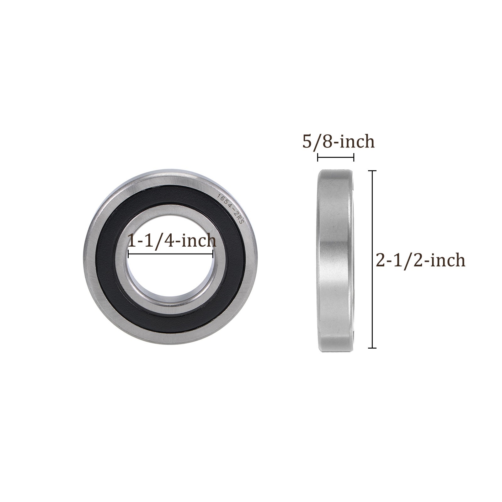 2pcs Ball Bearings – [1-1/4-inch x 2-1/2-inch x 5/8-inch] Double Seal