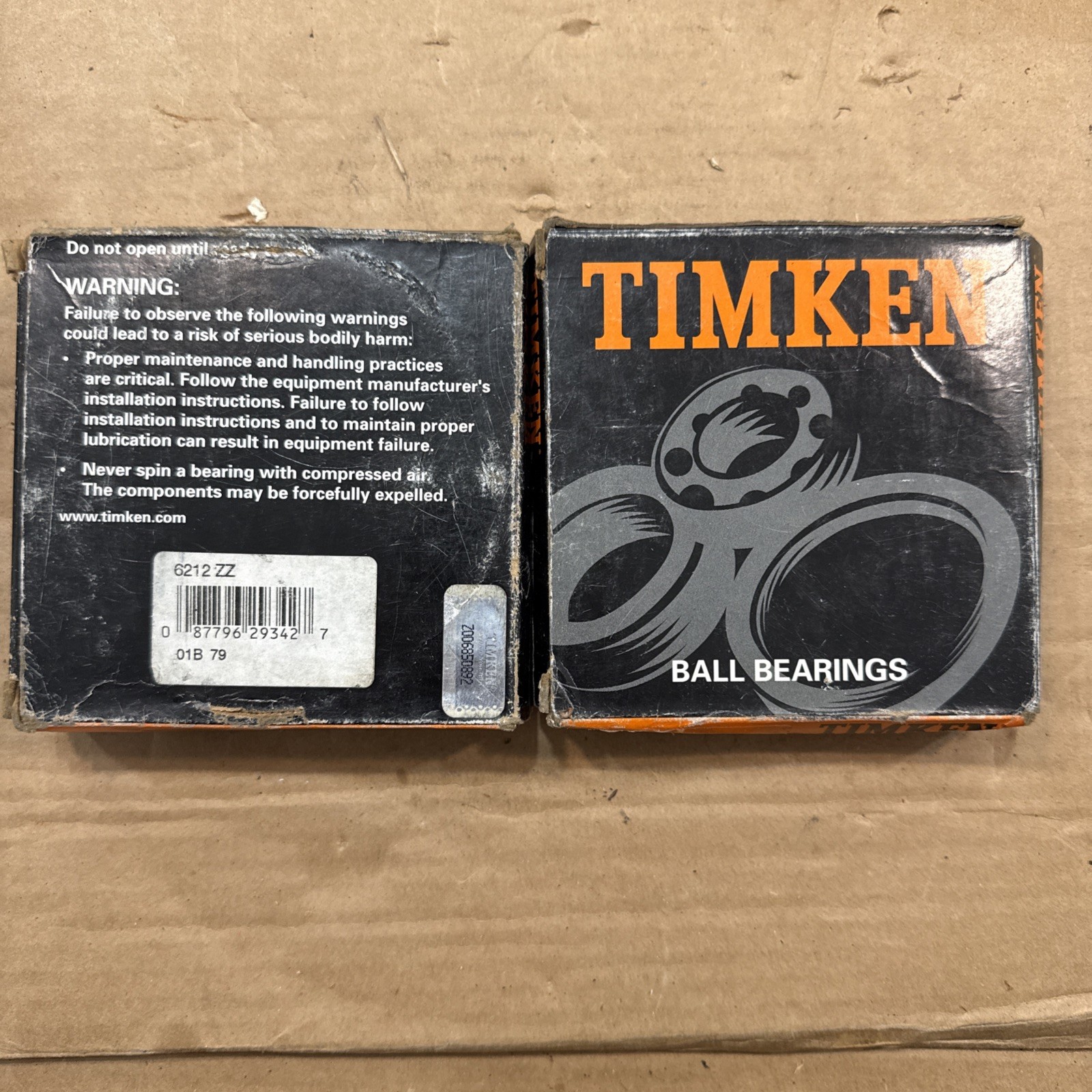 2 Timken 6212 ZZ Double Shielded Ball Bearings 60x110x22mm NOS New Pair