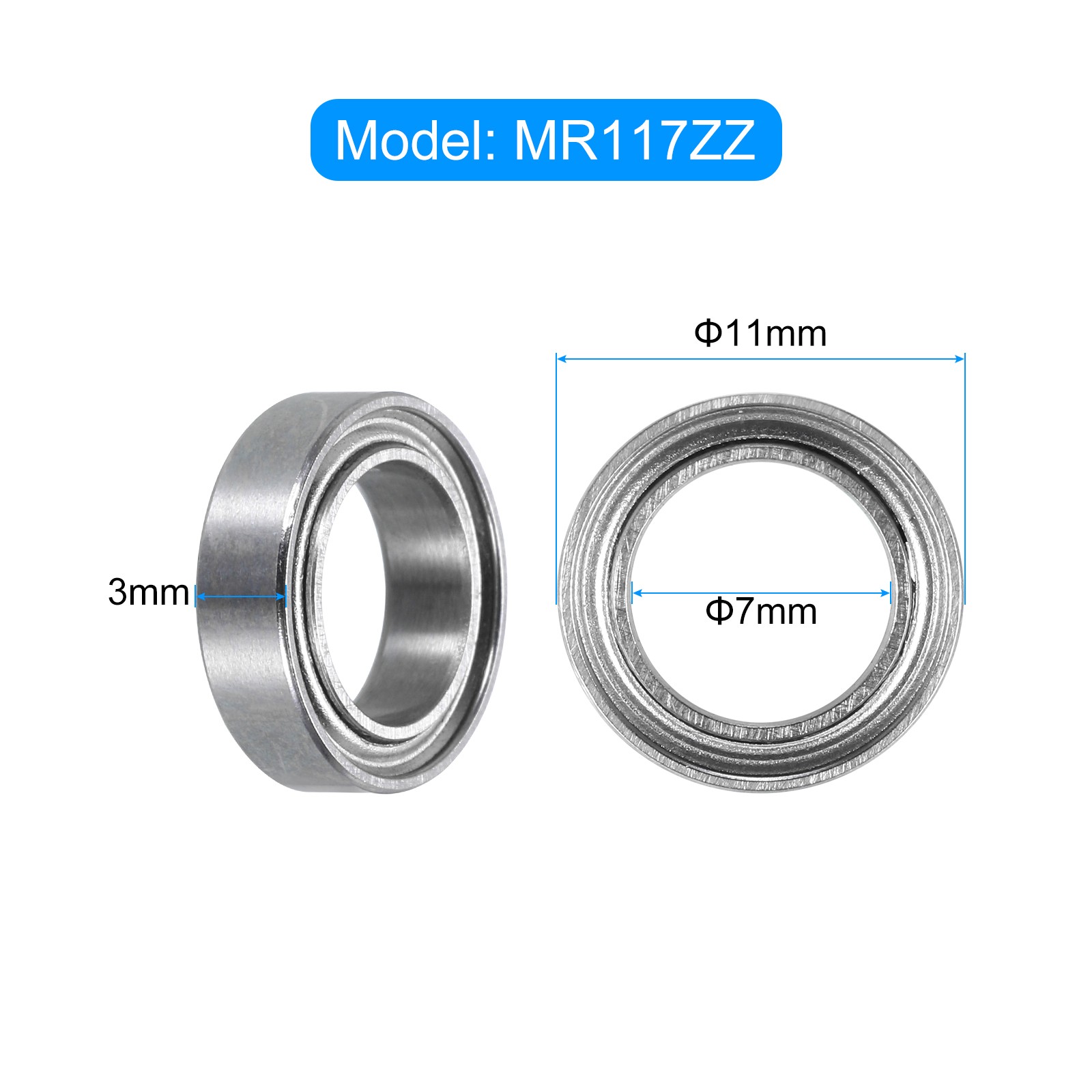 5pcs MR117ZZ Miniature Ball Bearings 7x11x3mm Double Shielded Bearings