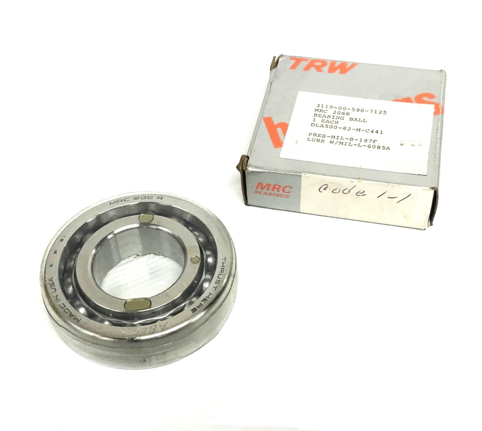 MRC TRW Angular Contact Ball Bearing 206R NOS