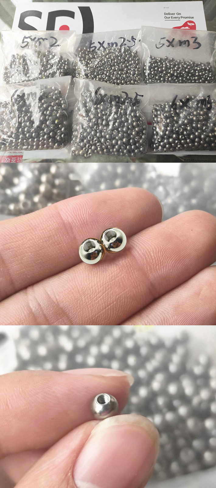 Stainless Steel Threaded Steel Beads Half Hole Steel Balls Metric Thread M2-M3