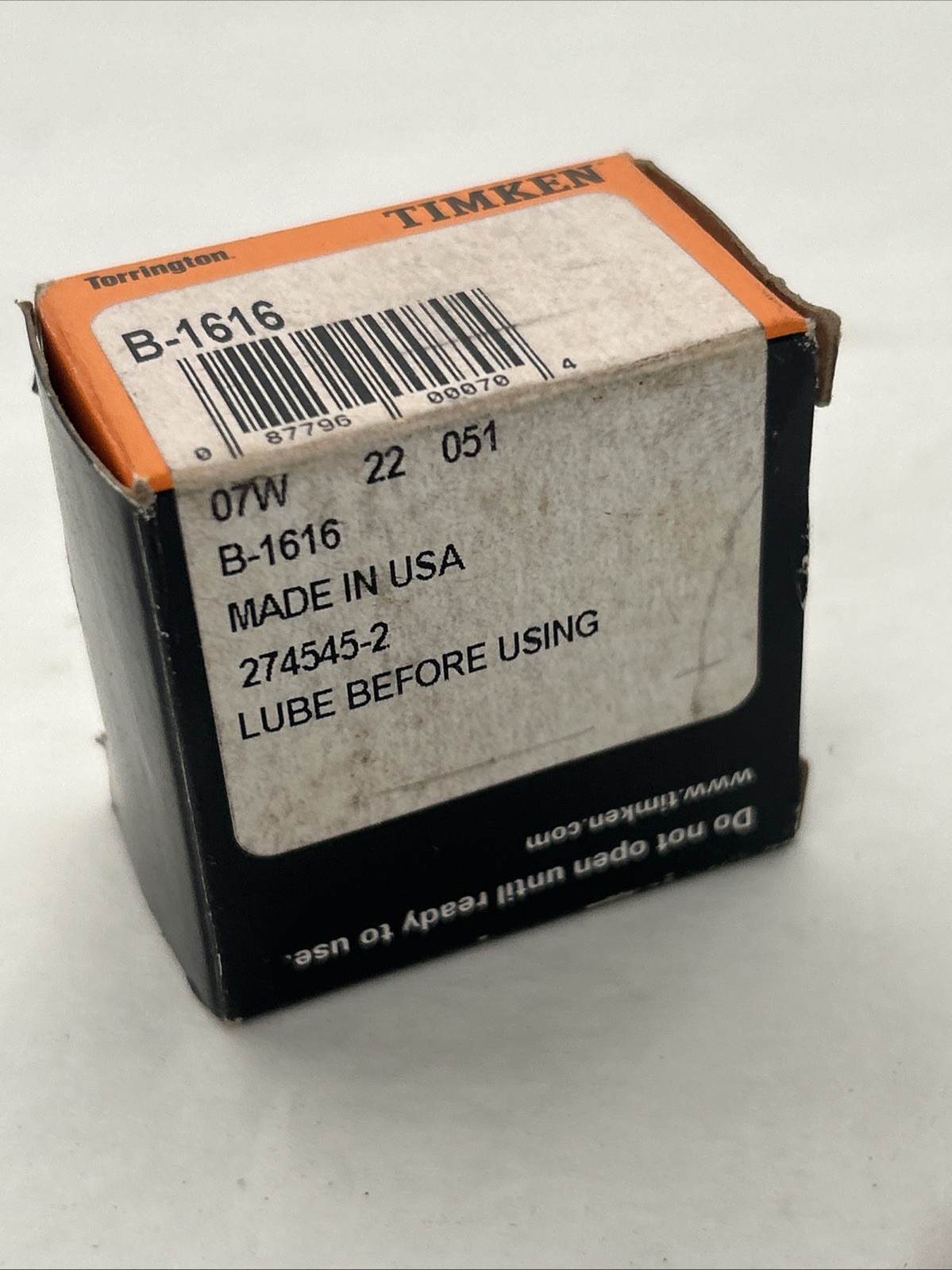 TIMKEN B1616 Needle Roller Bearing 1×1-1/4×1″ B-1616 USA – NIB