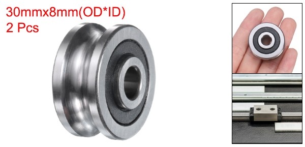 2Pcs SG25 Deep U Groove Ball Track Guide Bearing 8mmx30mmx15mm, Silver