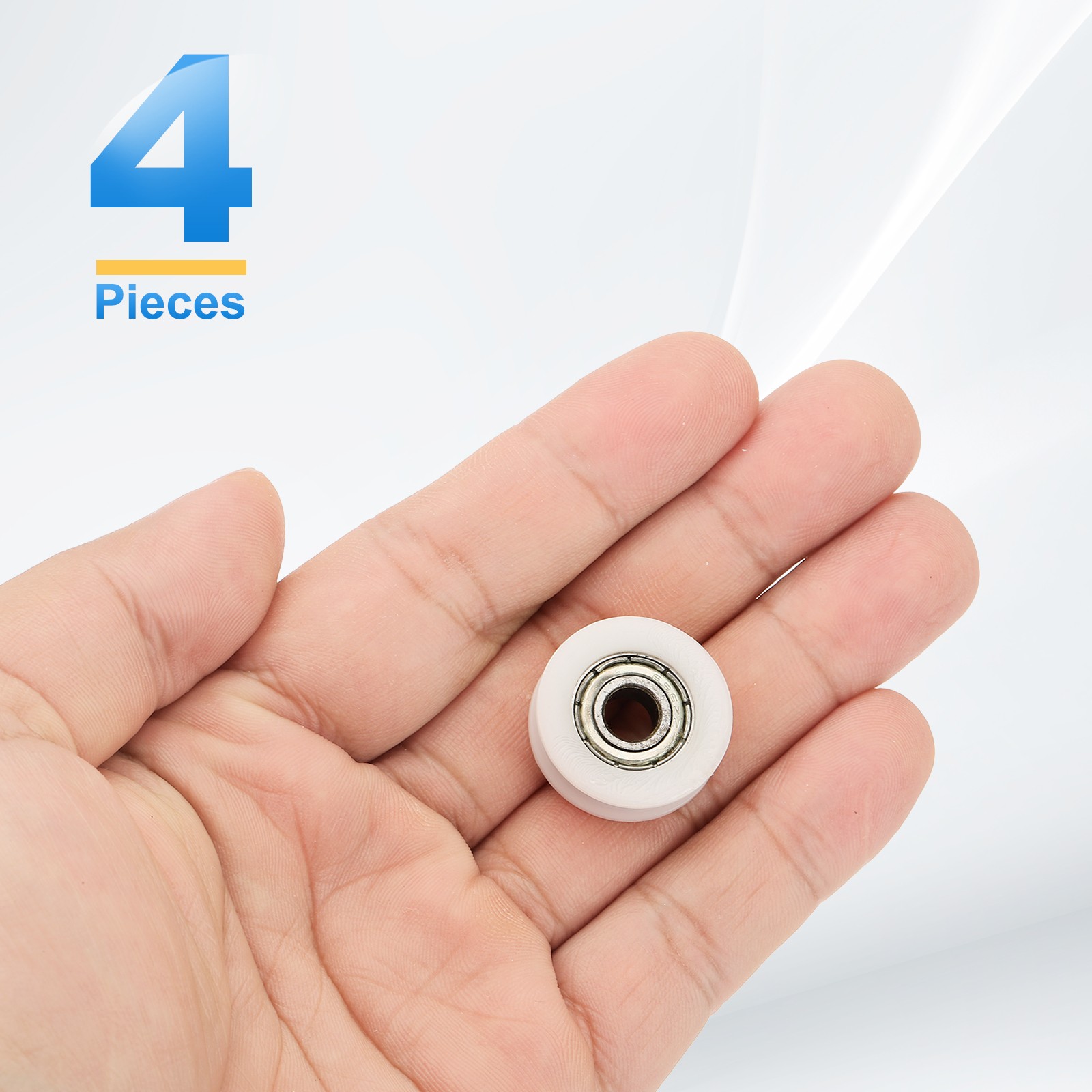 4 Pcs White Groove Nylon Plastic Guide Bearing 6x22x7mm Pulley Roller