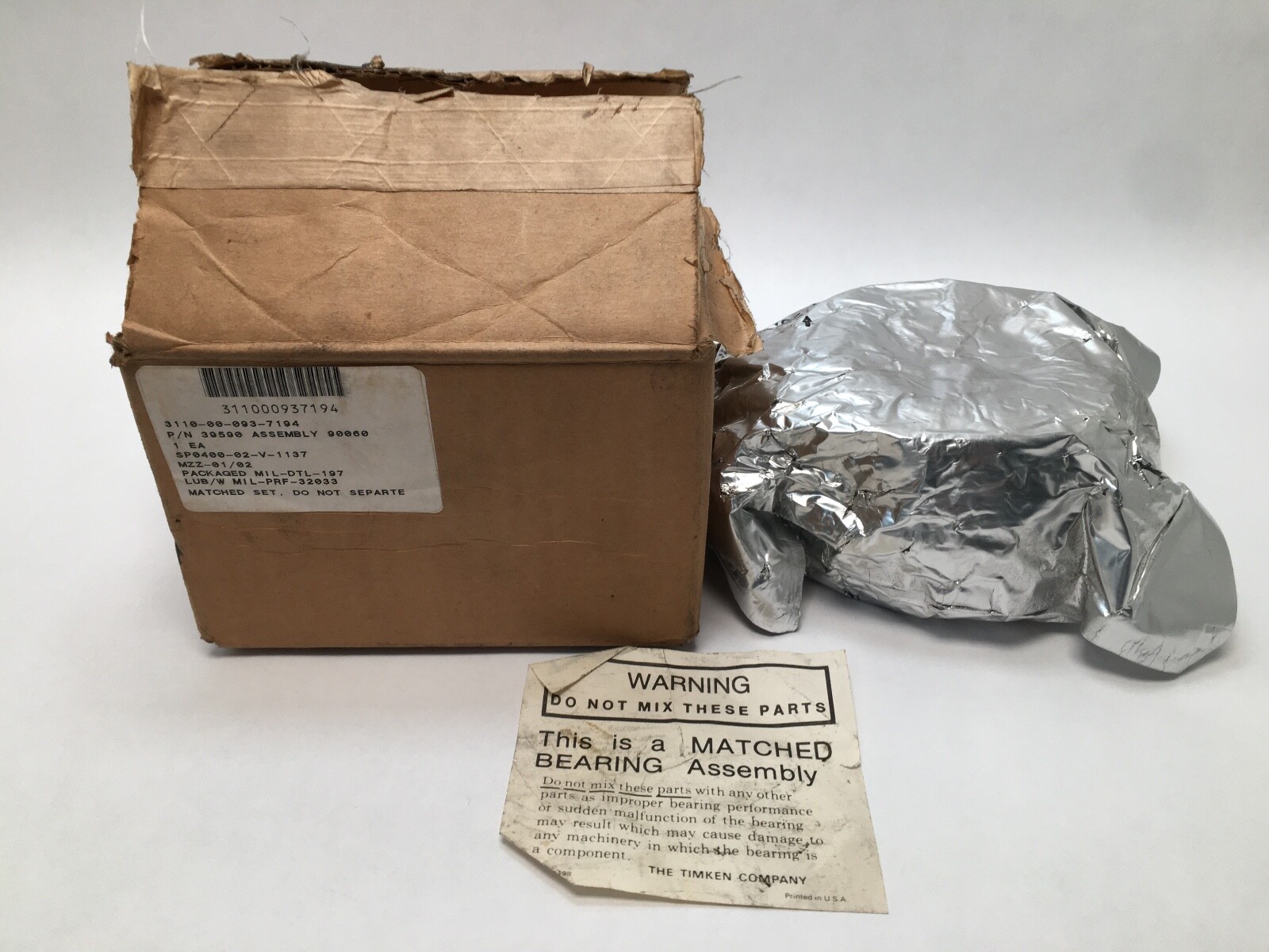 Timken 39590-90060 Taper Bearing Cone&Cup 2-5/8″ ID 4-7/16″ OD 39521 USA