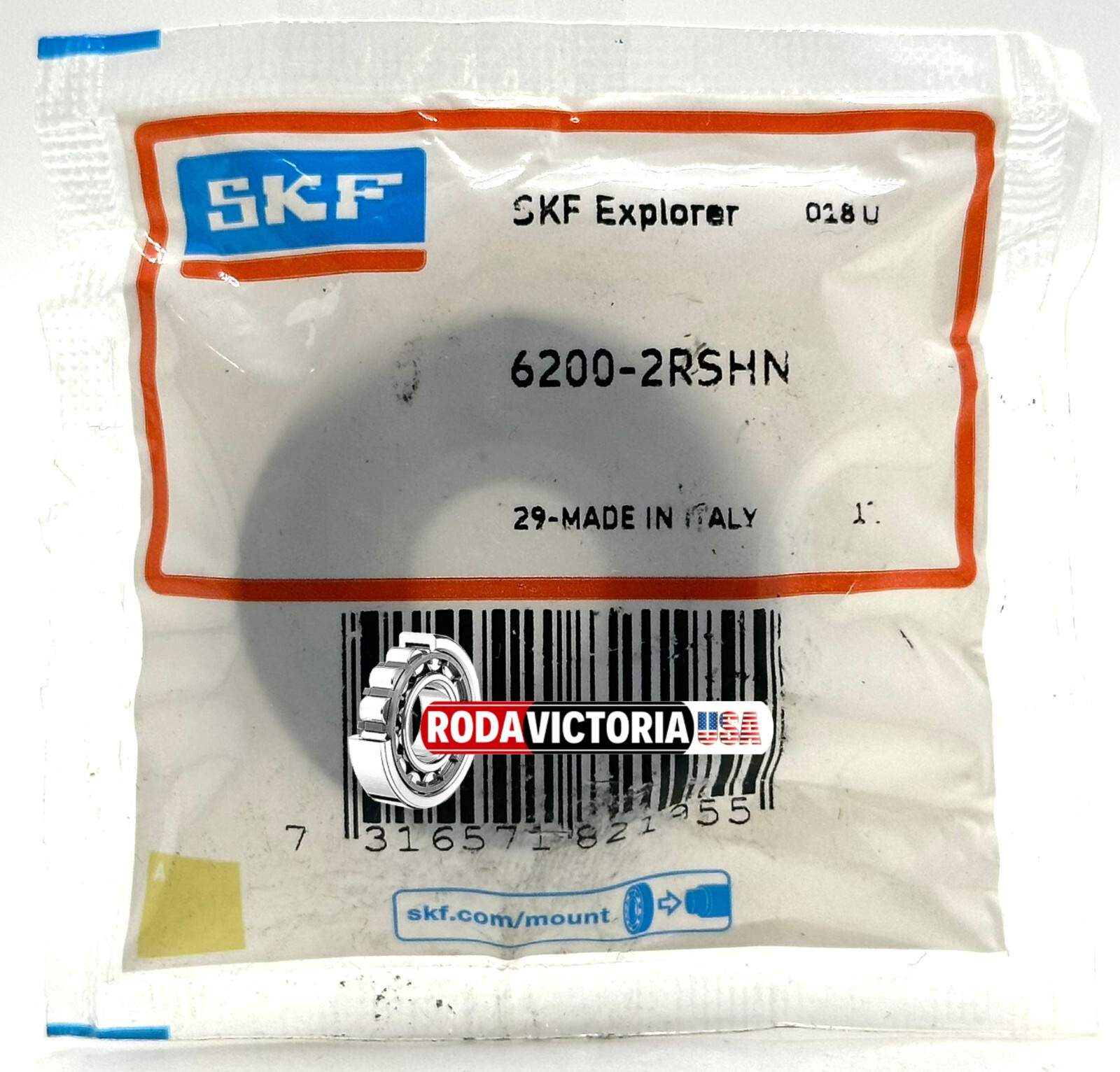 SKF 6200 2RSH N BALL BEARING, RUBBER SEALED WITH GROOVE 10x30x9 mm