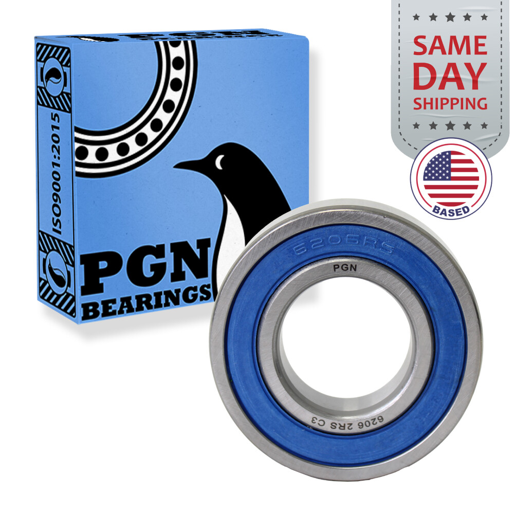 (50) 6206-2RS Premium Rubber Seal Ball Bearing C3 EMQ, 30x62x16, 6206 2RS 6206rs