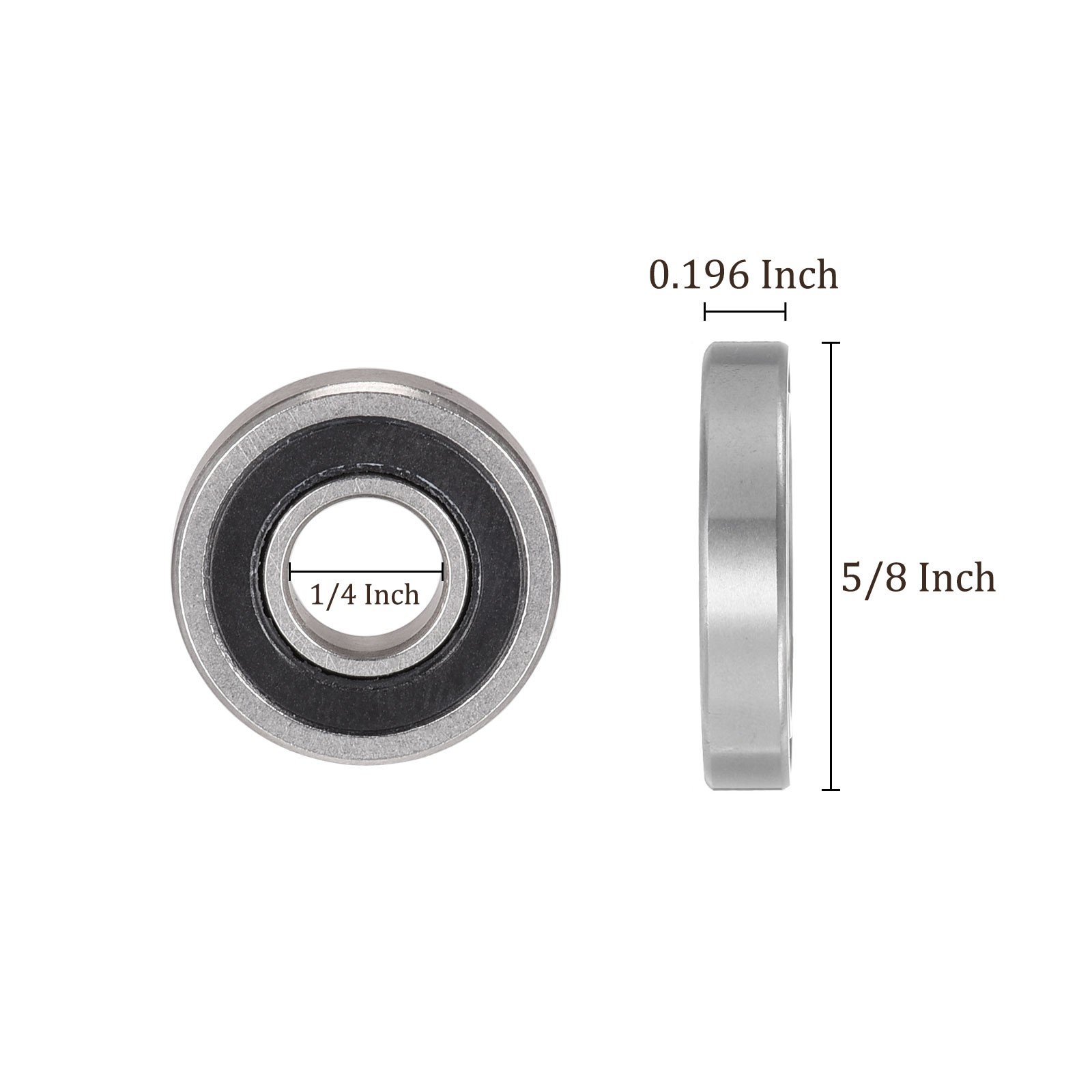 5pcs SR4-2RS Deep Groove Ball Bearings – [1/4 Inch x 5/8 Inch x 0.196 Inch]