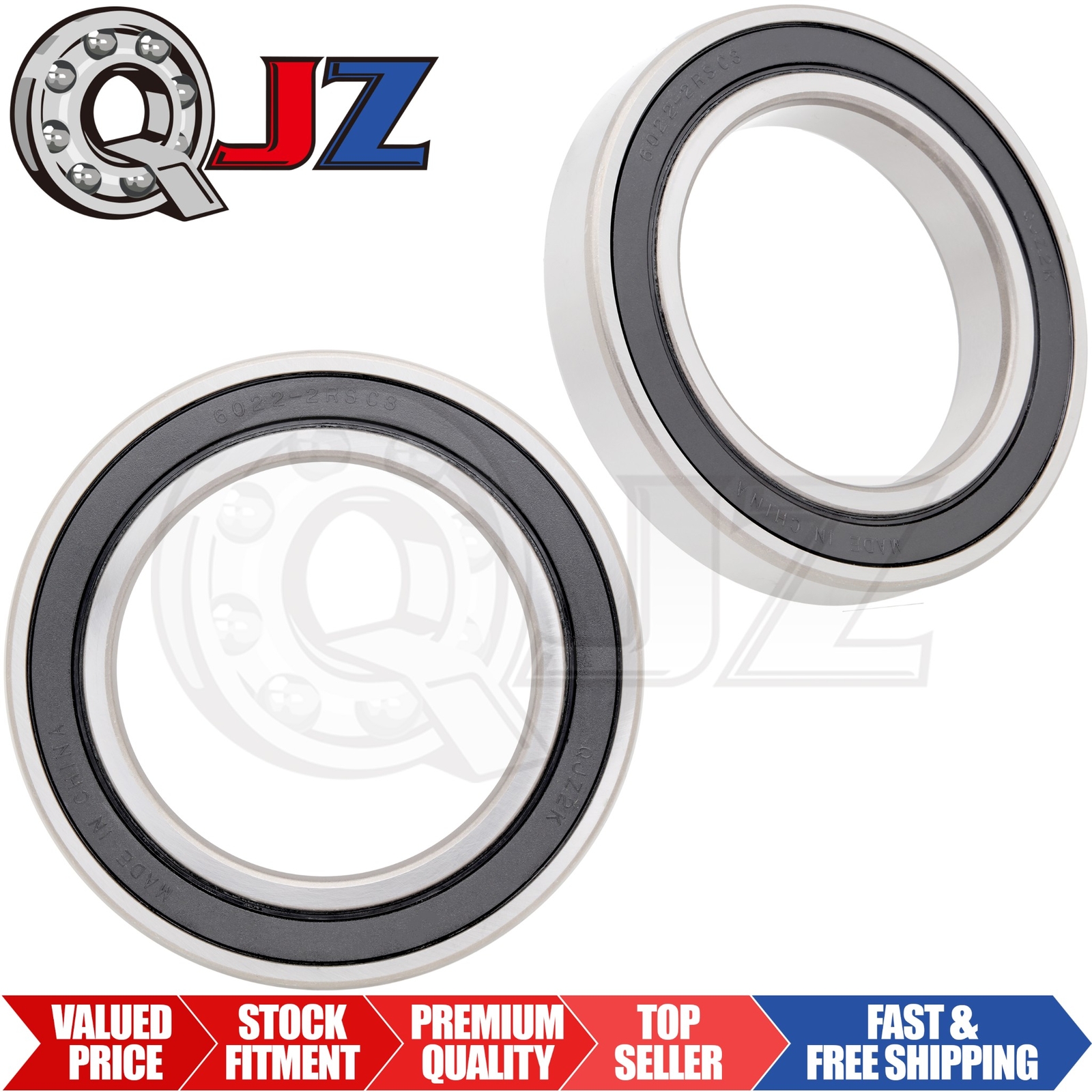 [Qty.2] 6022-2RS Radial/Deep Groove Ball Bearing [110mm ID x 170mm OD x 28mm W]
