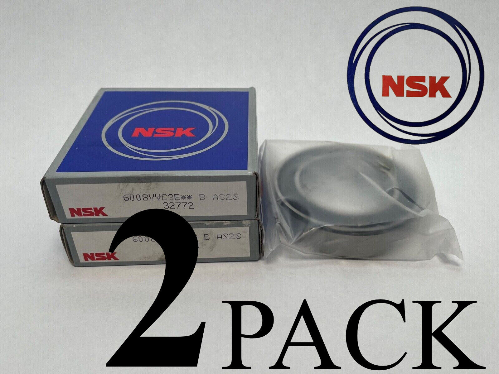 2 PACK）NSK 6008 VV C3 E Bearing Rubber Seals 40x68x15mm Free Shipping