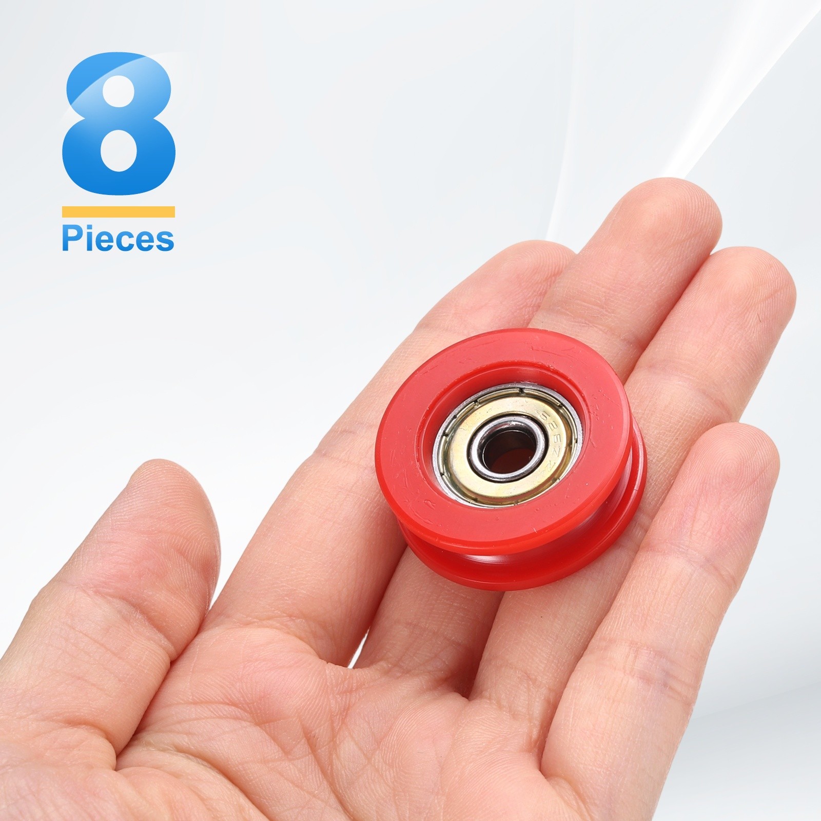 8Pcs Groove Plastic Guide Bearing 6×30.8×10.3mm Pulley Roller(Red)
