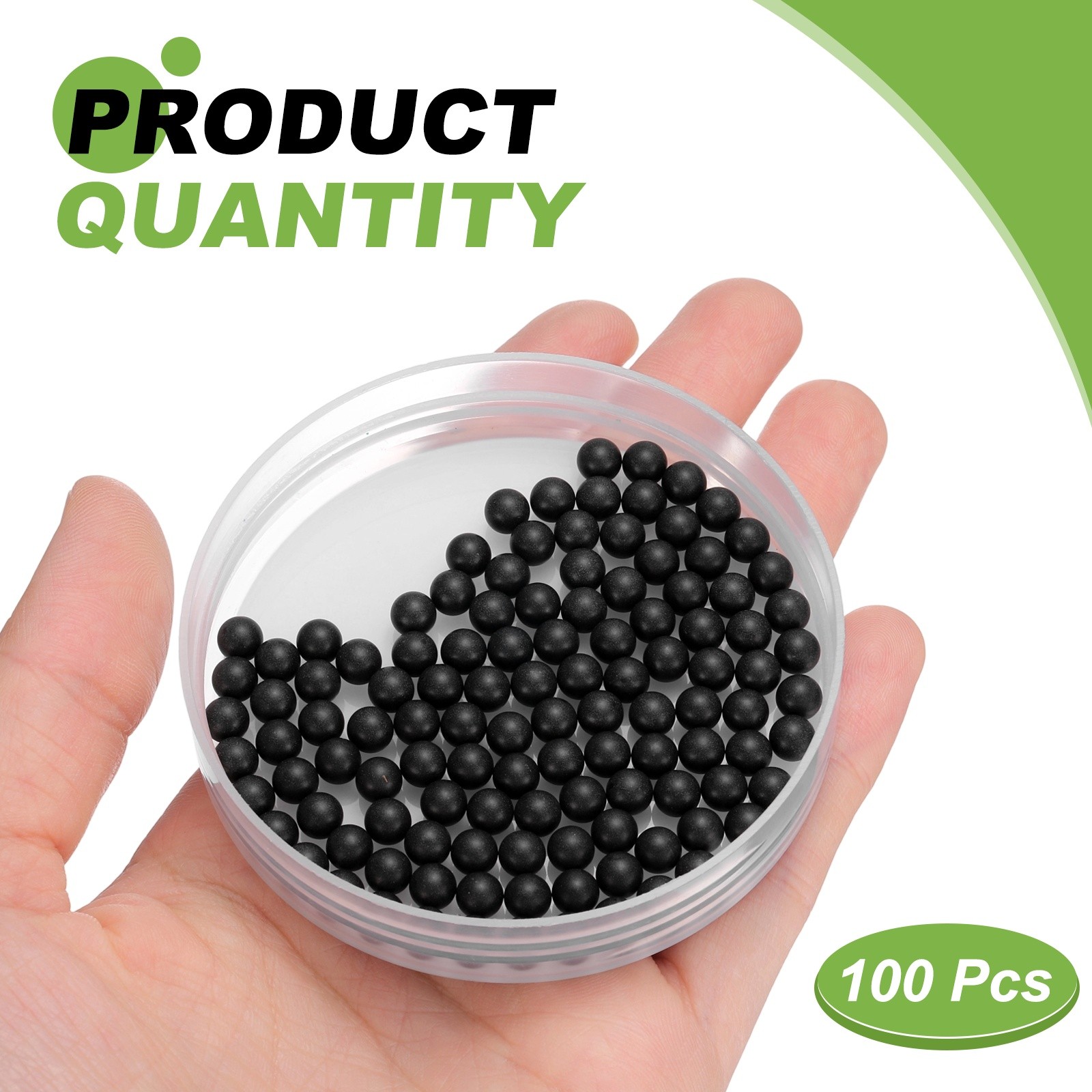 100 Pcs Black PP Plastic Bearing Balls G2 13/64″(5mm) Solid Plastic Balls