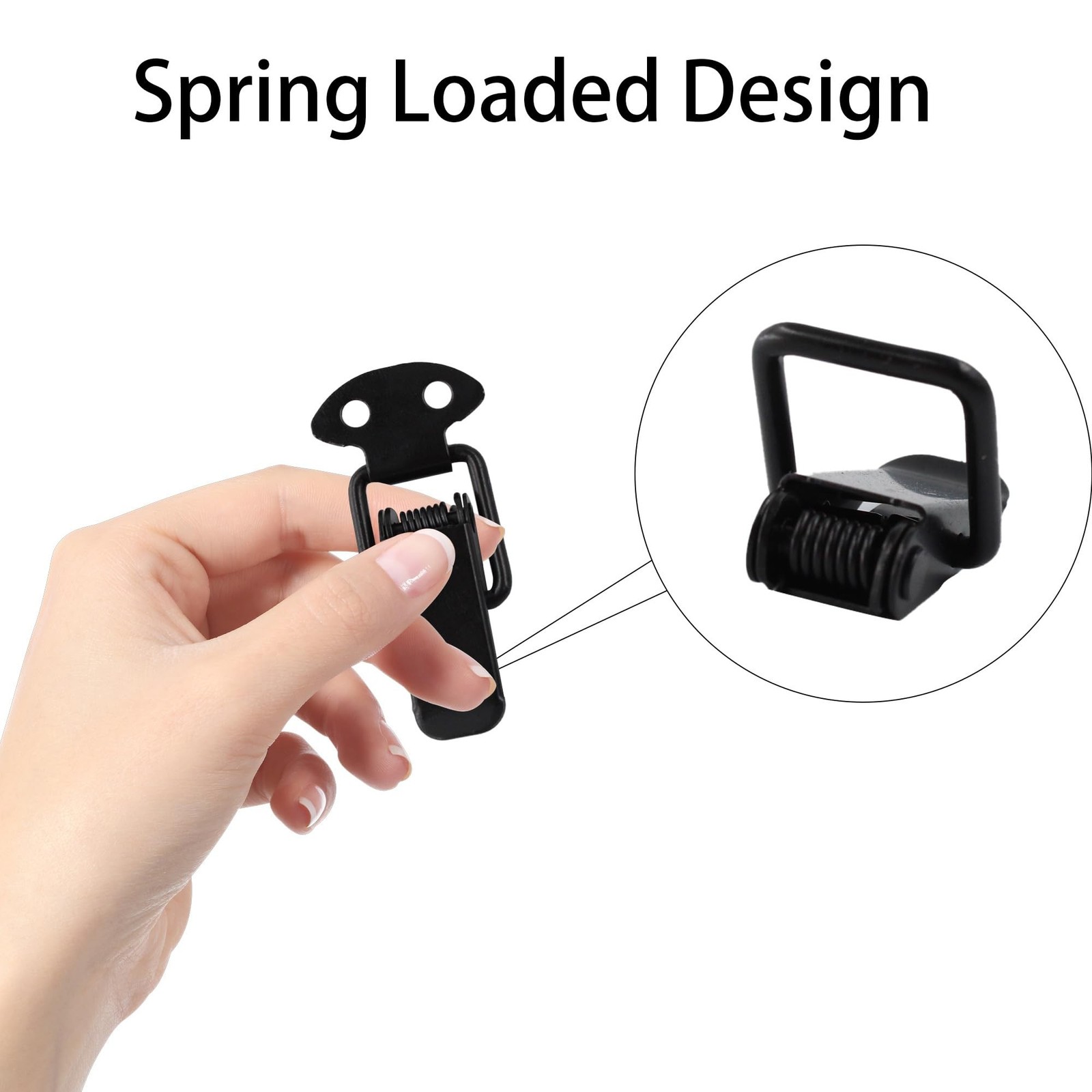 6Pcs Black Spring Lock Clasp Buckle Latch with Screws, 1.37″ Stainless Steel …