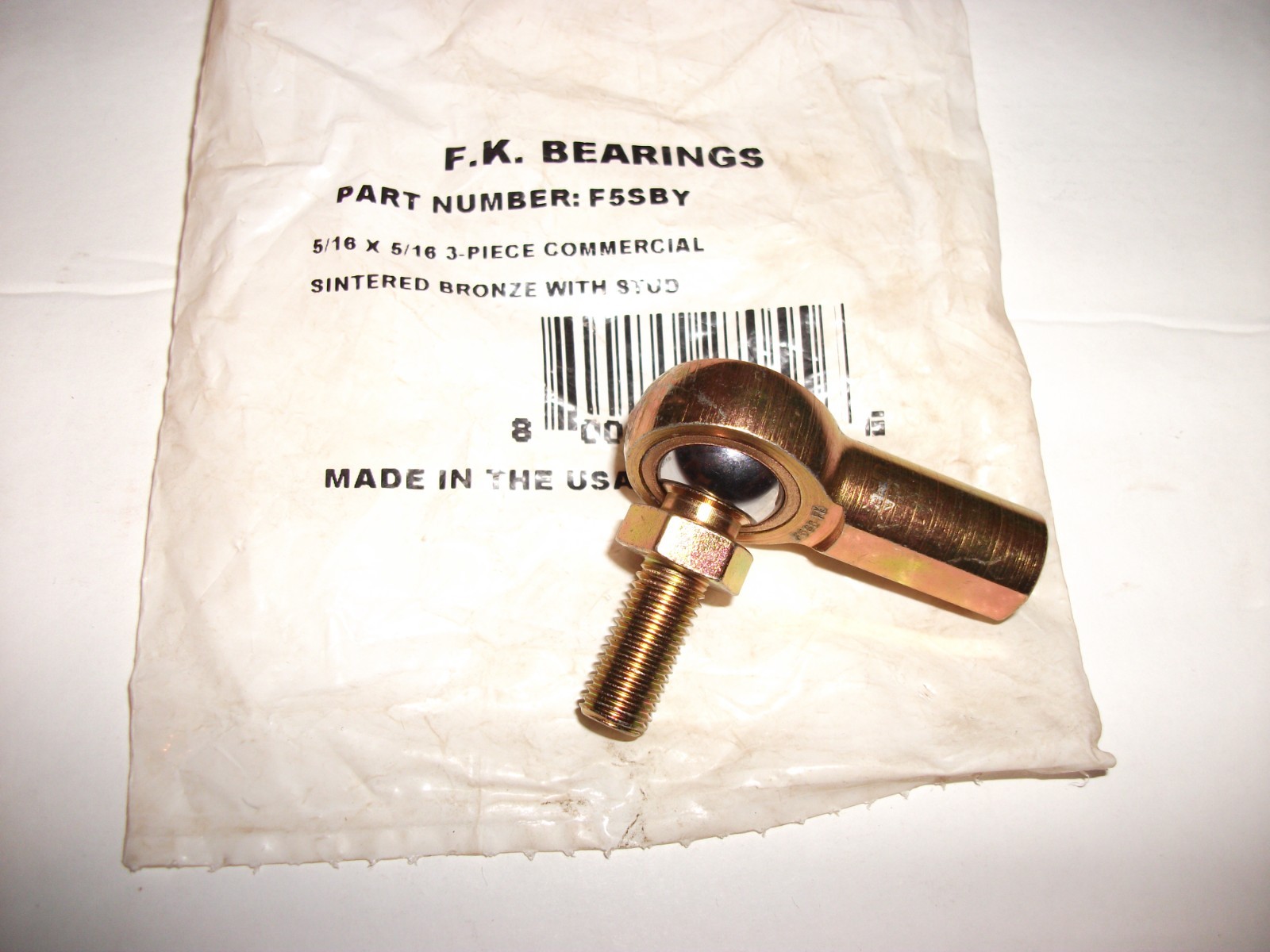 F.K. Bearings #F5SBY 5/16 x 5/16 Sintered Bronze with Stud Rod End ~ NIP