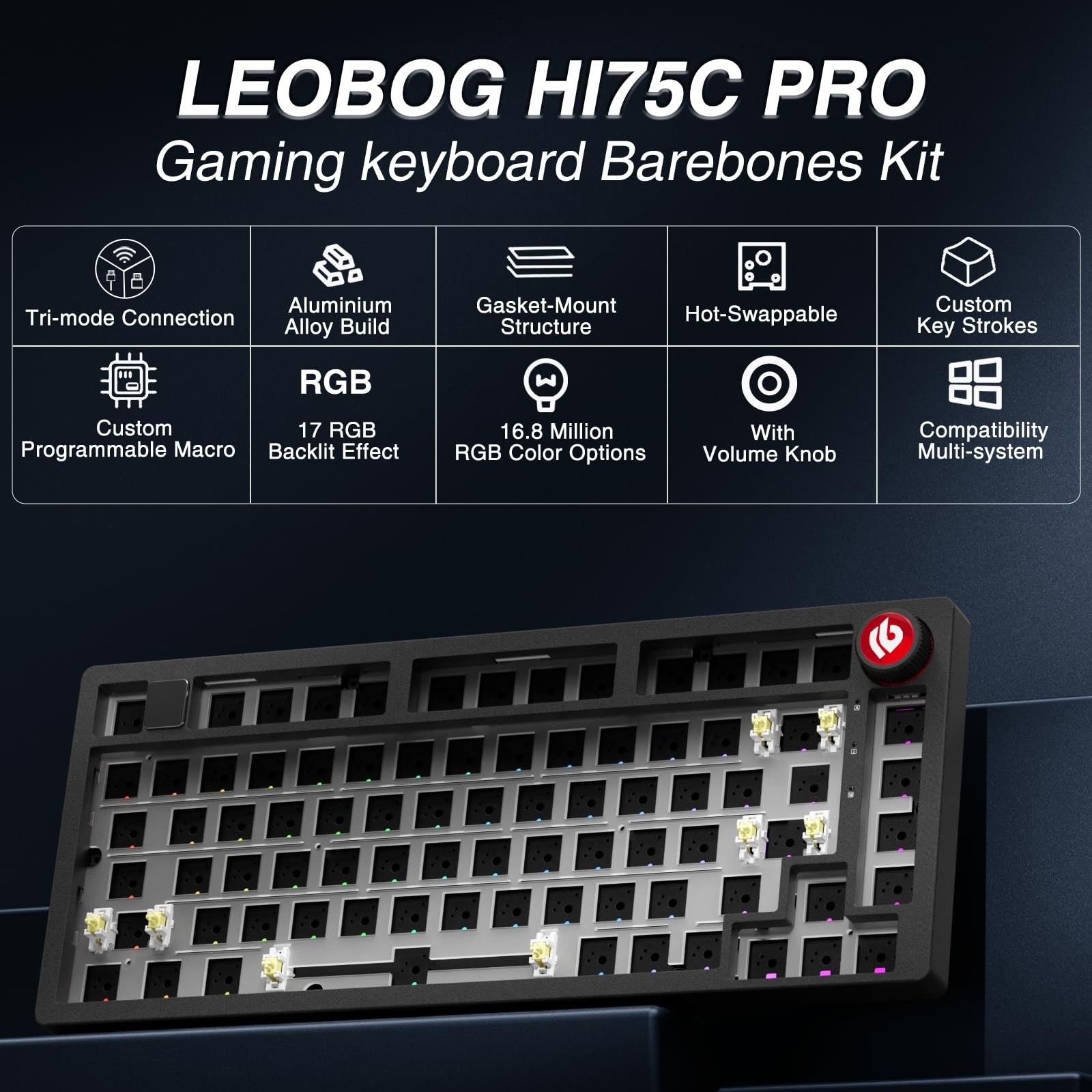 LEOBOG Hi75C Pro Wireless Mechanical Keyboard Kit – Aluminum Alloy Gasket