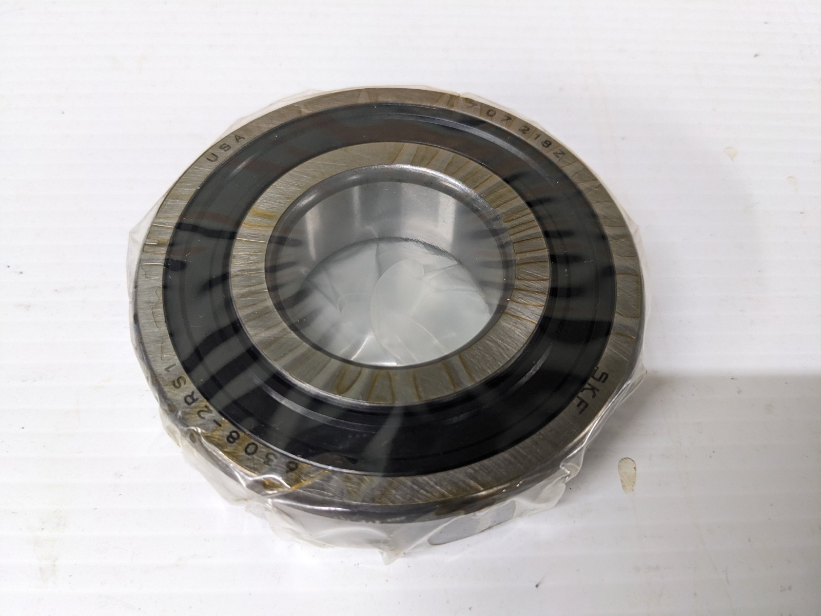 SKF 6308 2RS1 ball bearing, made in USA.