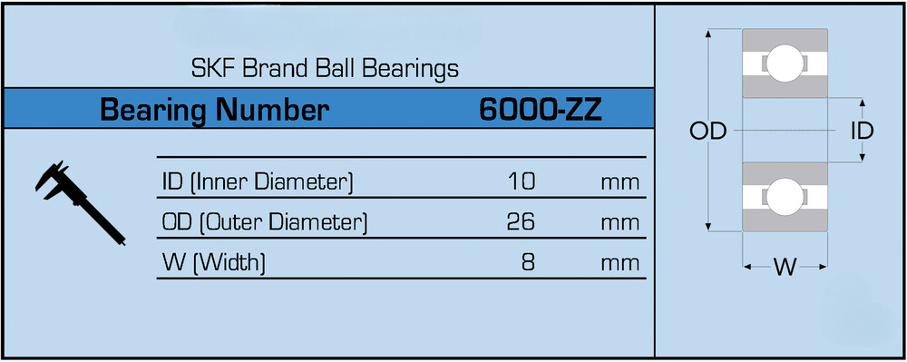 NEW SKF 6000-ZZ C3 Brand Metal Shield Ball Bearing 6000 ZZ/C3 6000 10x26x8mm