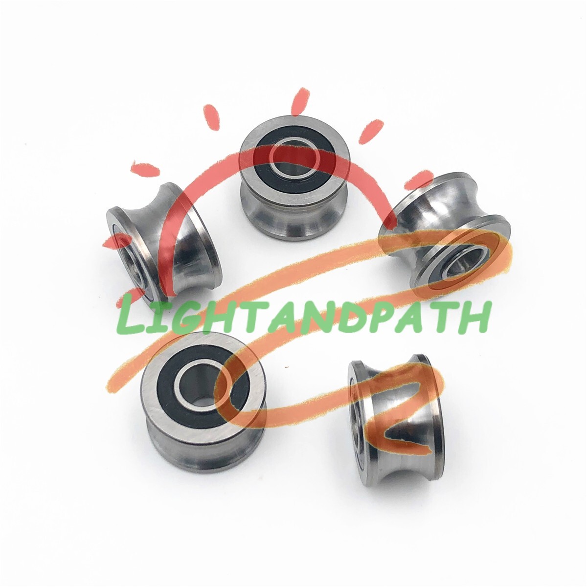 5pcs U22 8×22.5×13.5mm U Groove Pulley Guide Track Rail Roller Ball Bearing #Li