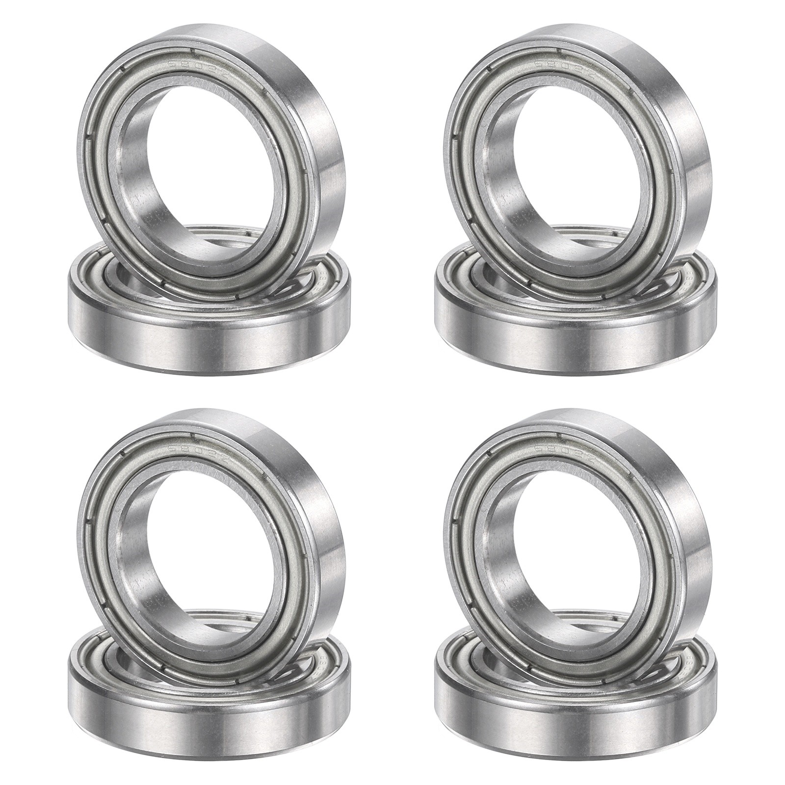 8Pcs 6802ZZ 15mmx24mmx5mm Metal Shielded Deep Groove Ball Bearing, Silver