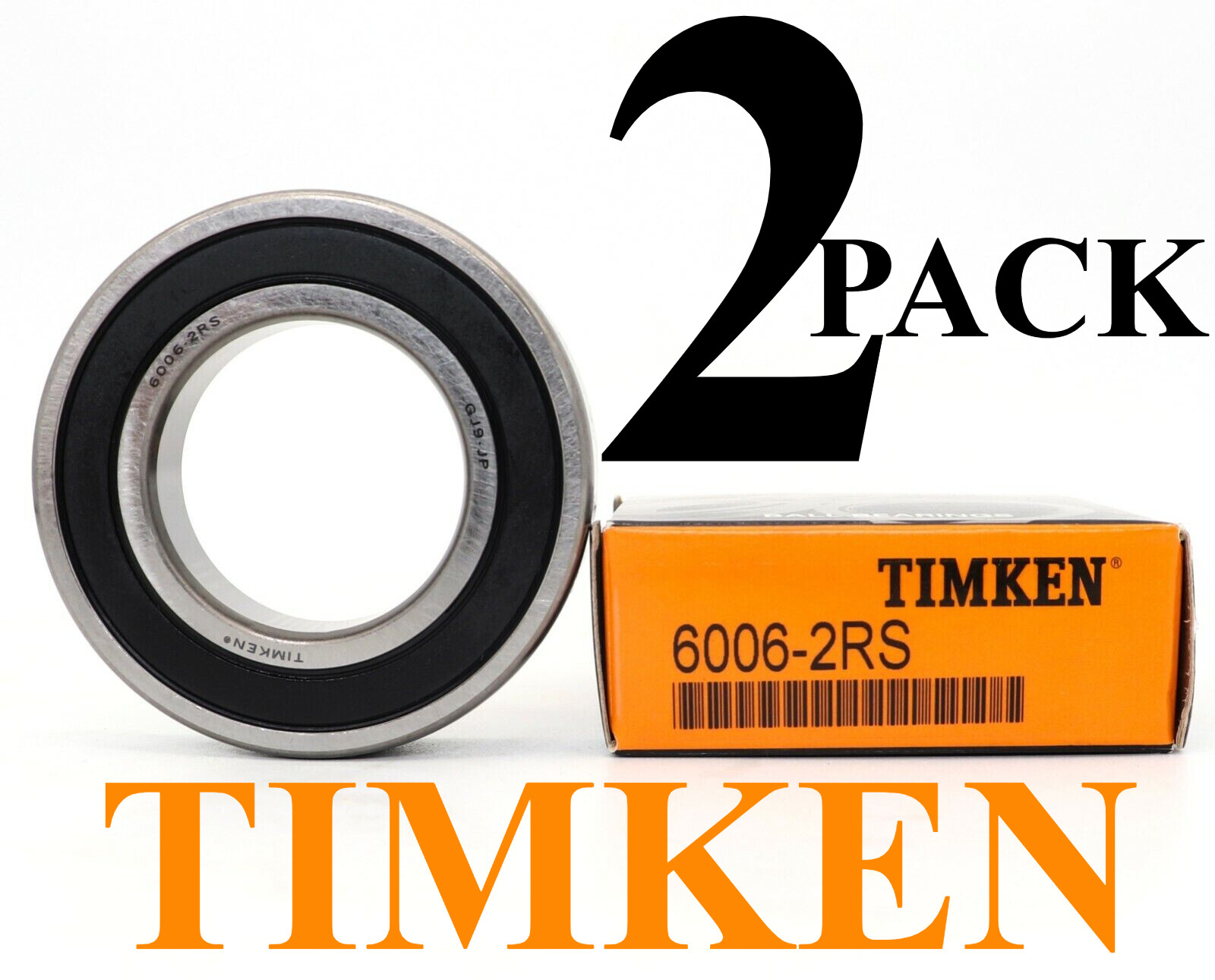2 PACK New TIMKEN 6006-2RS 30X55X13MM Double Rubber Seal Ball Bearings Metal