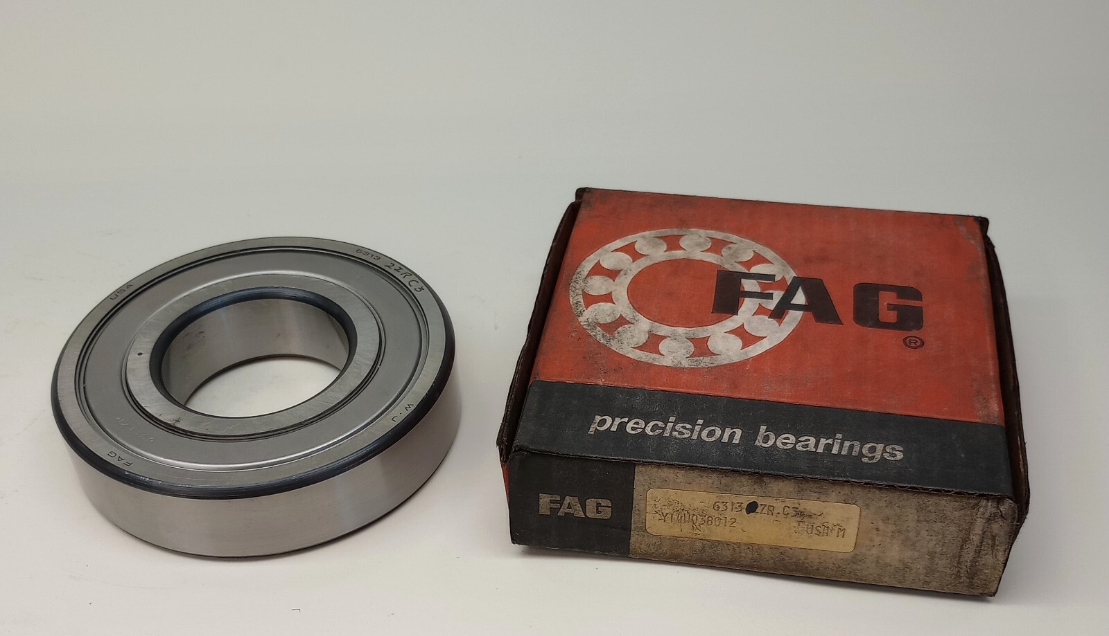 FAG 6313ZR-C3 Ball Bearing Deep Groove 65mm ID X 140mm OD X 33mm W Single Shield