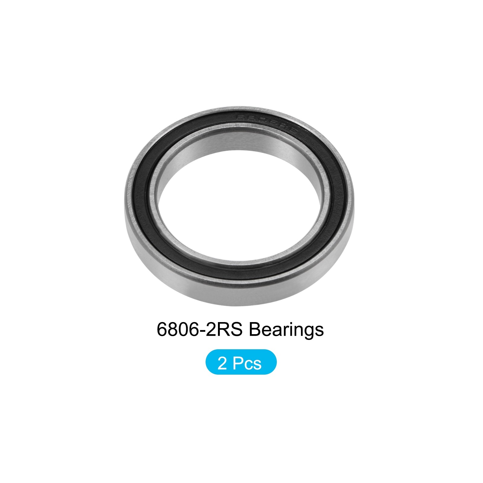 Deep Groove Ball Bearings (6806-2RS, 30mmx42mmx7mm) 2Pcs, Chromium Steel