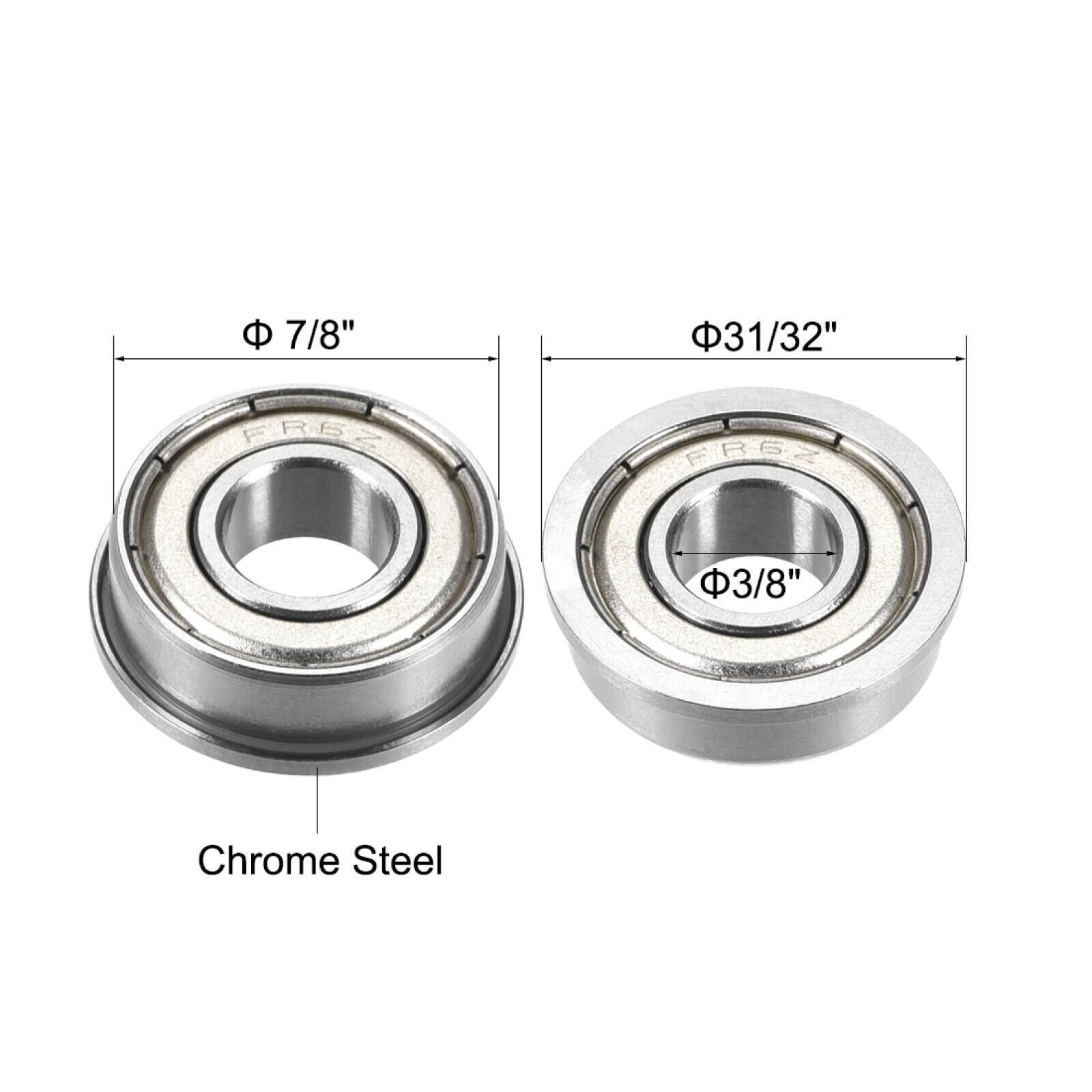 8pcs FR6ZZ Flange Ball Bearing 3/8×7/8×9/32 inch Shielded Chrome Steel Bearing