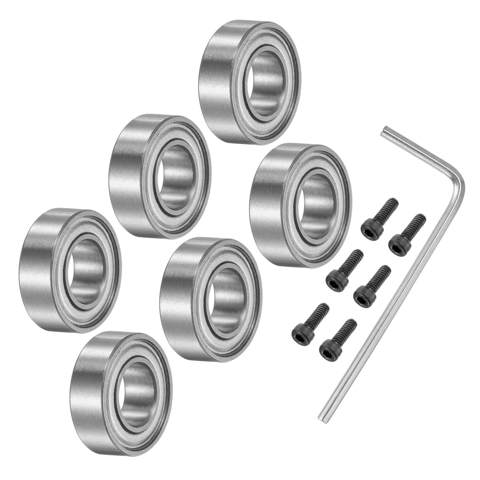 6Pcs Bearing Accessory Kit 3/16″ I.D. 3/8″ OD 1/8″ Thick (#5-40 x 3/8″ Screws)