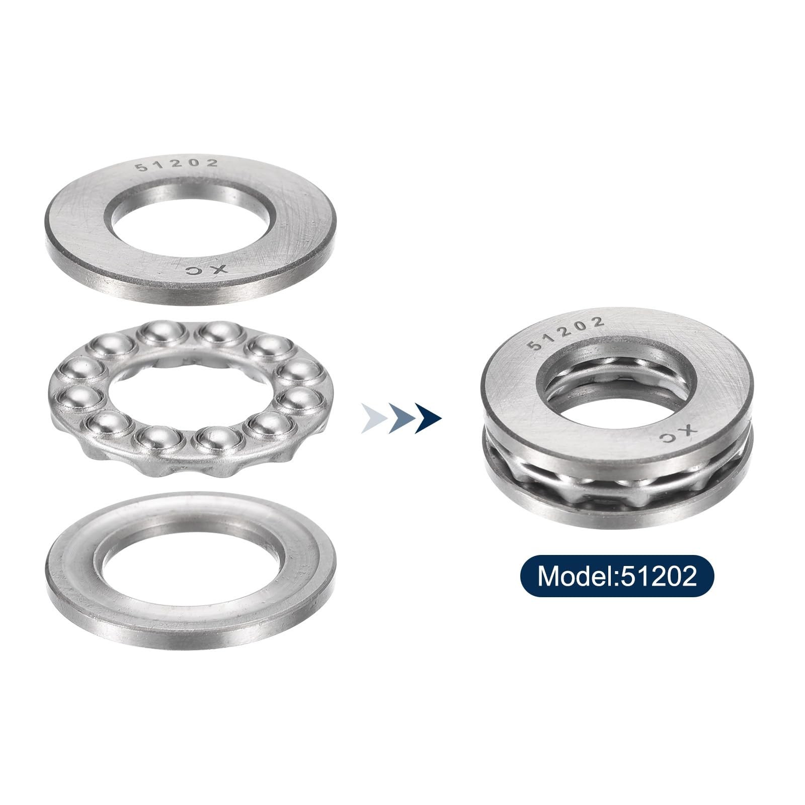 Thrust Ball Bearings, 4pcs 51202 Plane Axial Ball Bearing 3-in-1, 15mm x 32mm…